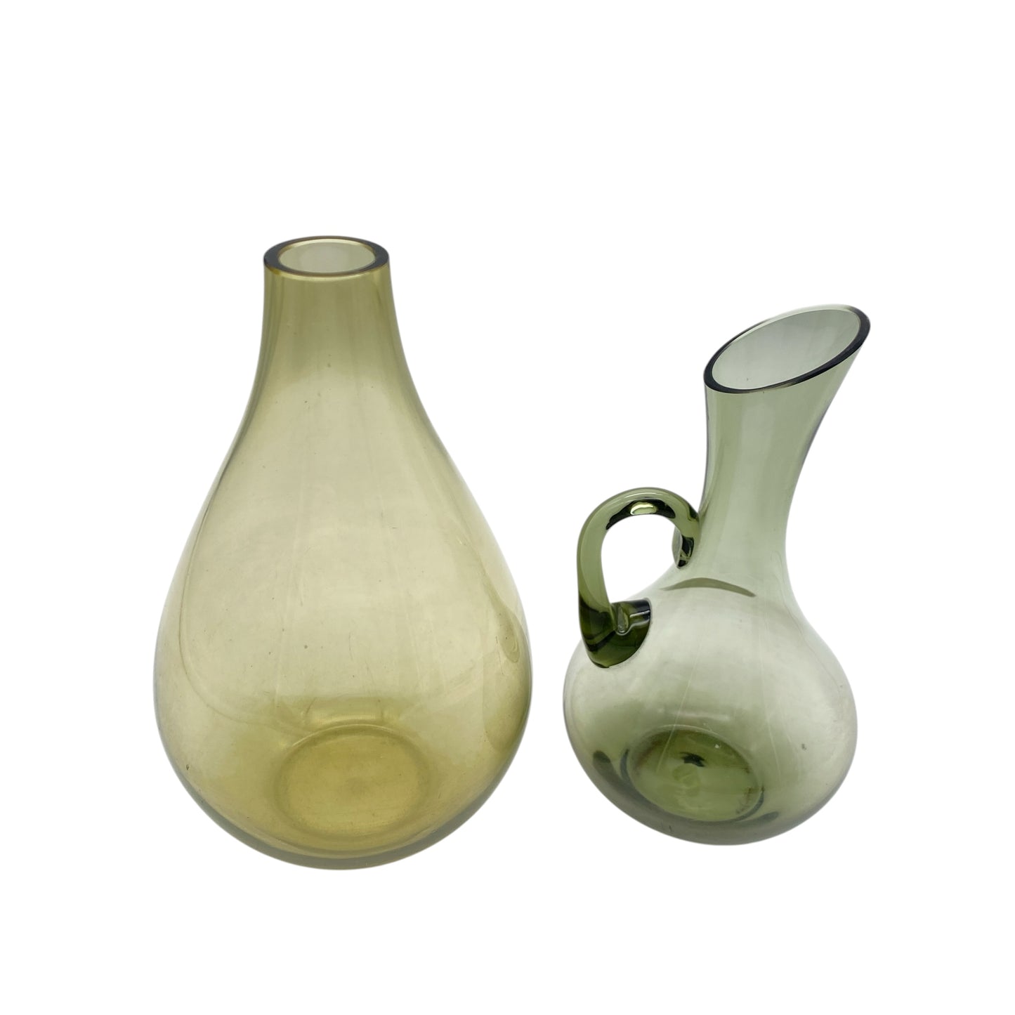 Vintage Vasen Set Rauchglas grau Bronze grün 50er 60er 70er Jahre Blumenvasen aus Glas