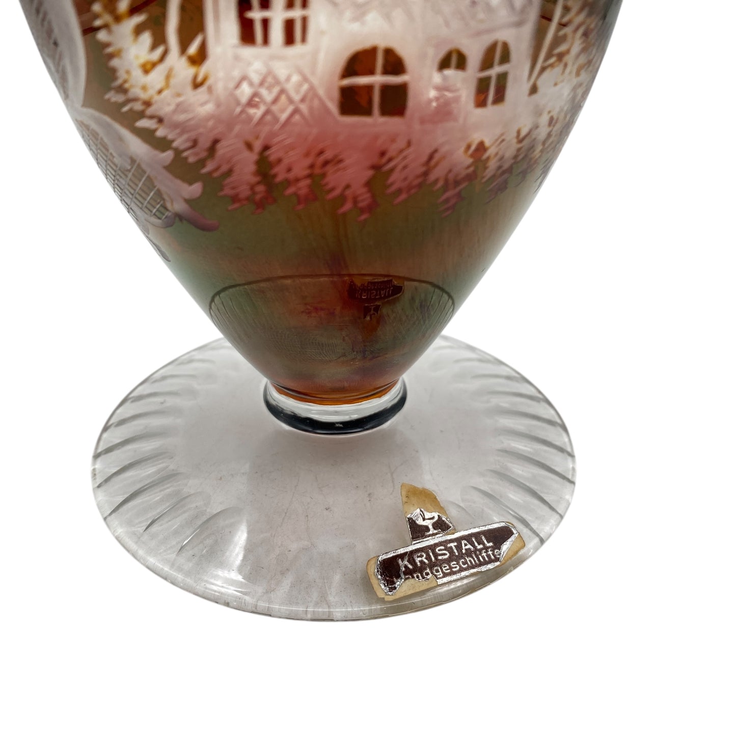 Vintage Vase rubin rot beschliffen Glas 60er 70er Jahre Deko