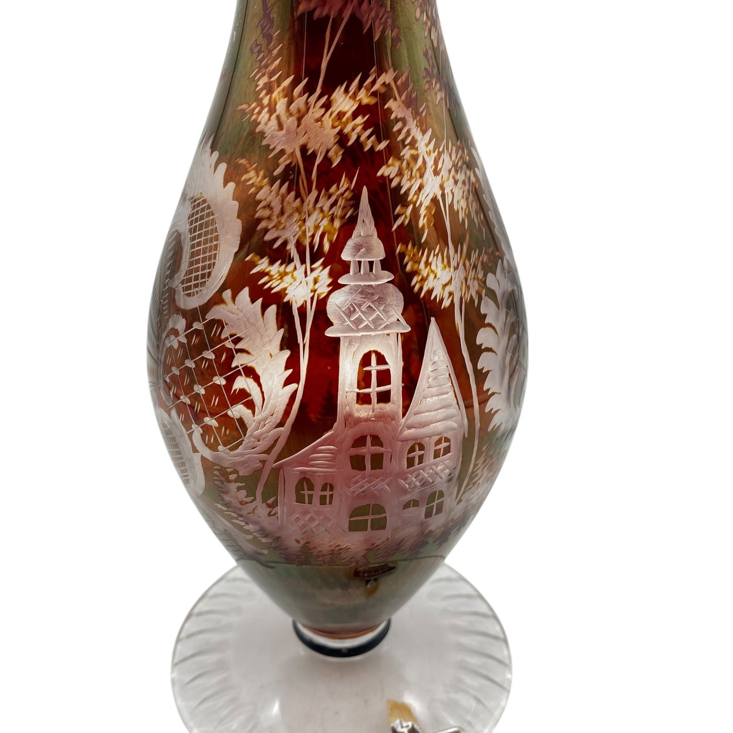 Vintage Vase rubin rot beschliffen Glas 60er 70er Jahre Deko
