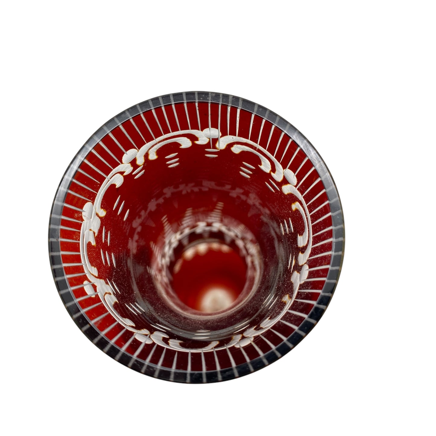 Vintage Vase rubin rot beschliffen Glas 60er 70er Jahre Deko