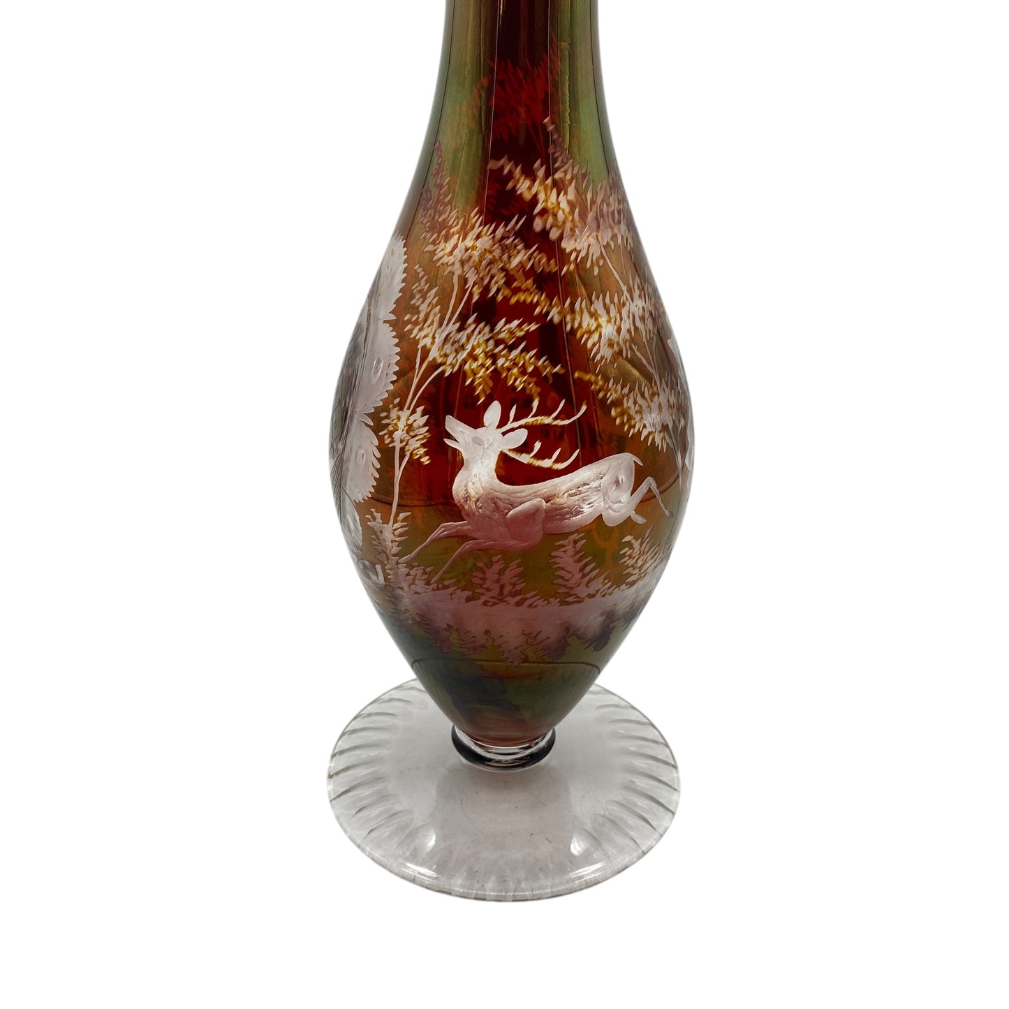 Vintage Vase rubin rot beschliffen Glas 60er 70er Jahre Deko