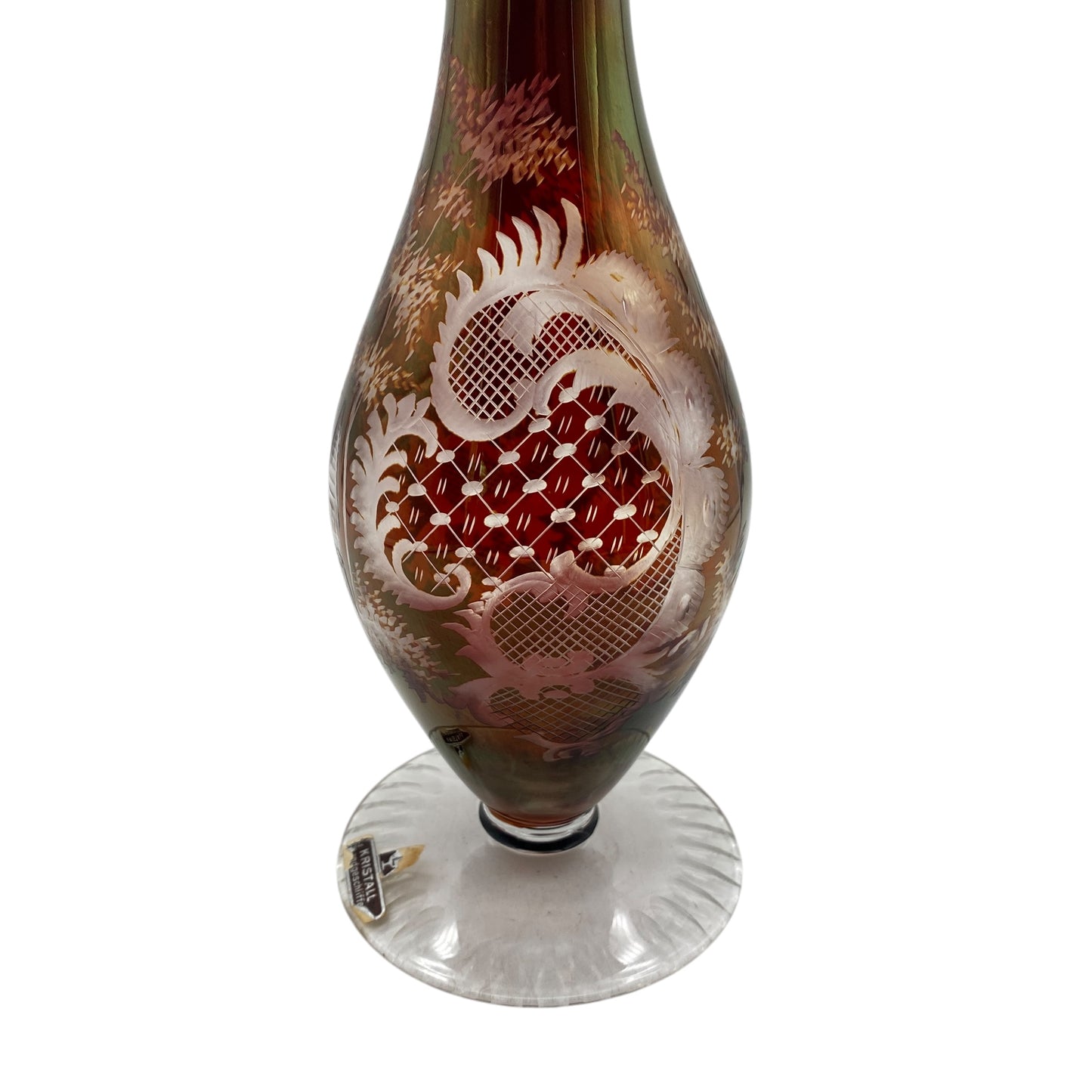 Vintage Vase rubin rot beschliffen Glas 60er 70er Jahre Deko