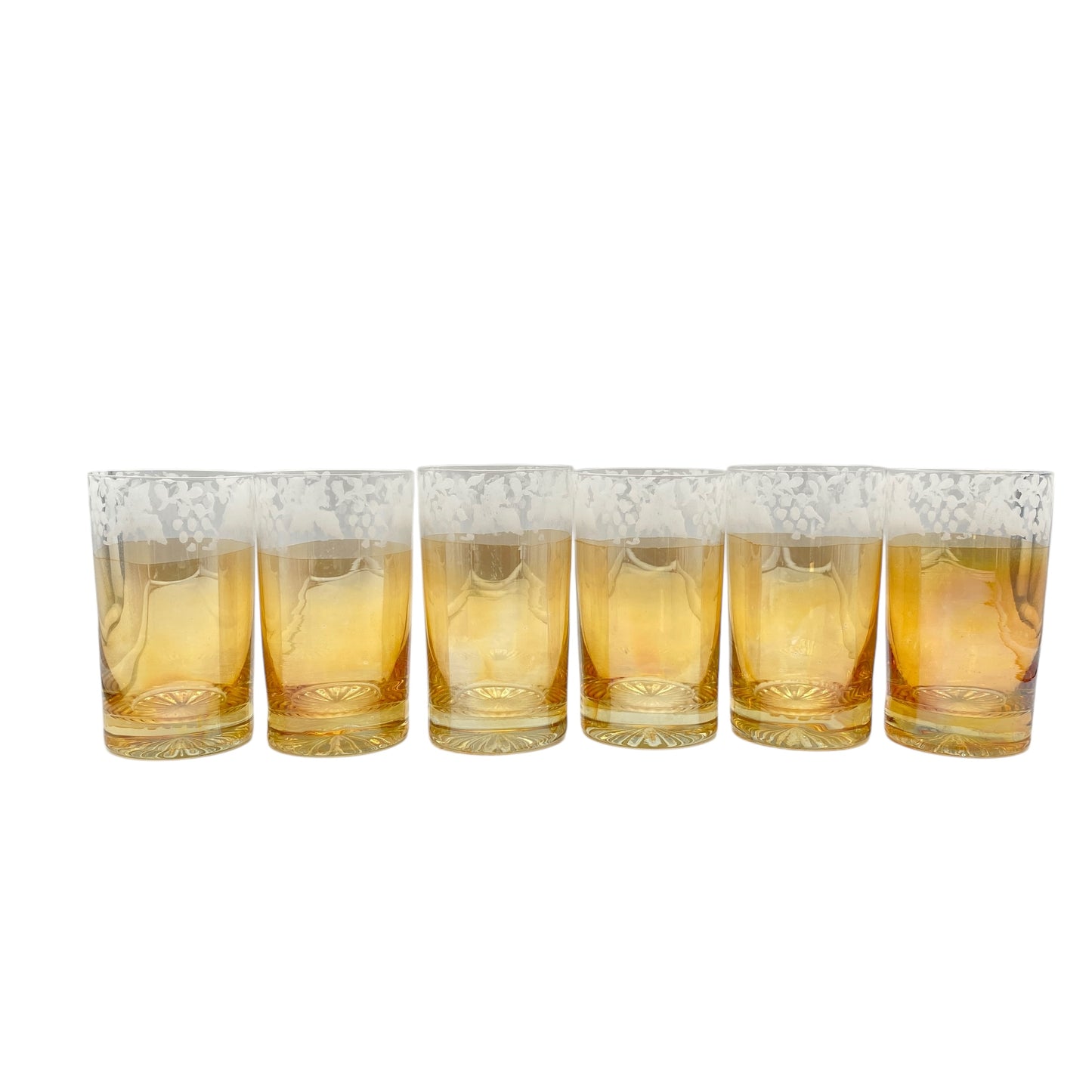 Vintage Wassergläser 6er Set gelb Bernstein irisierend Trinkgläser Glas 60er 70er Jahre
