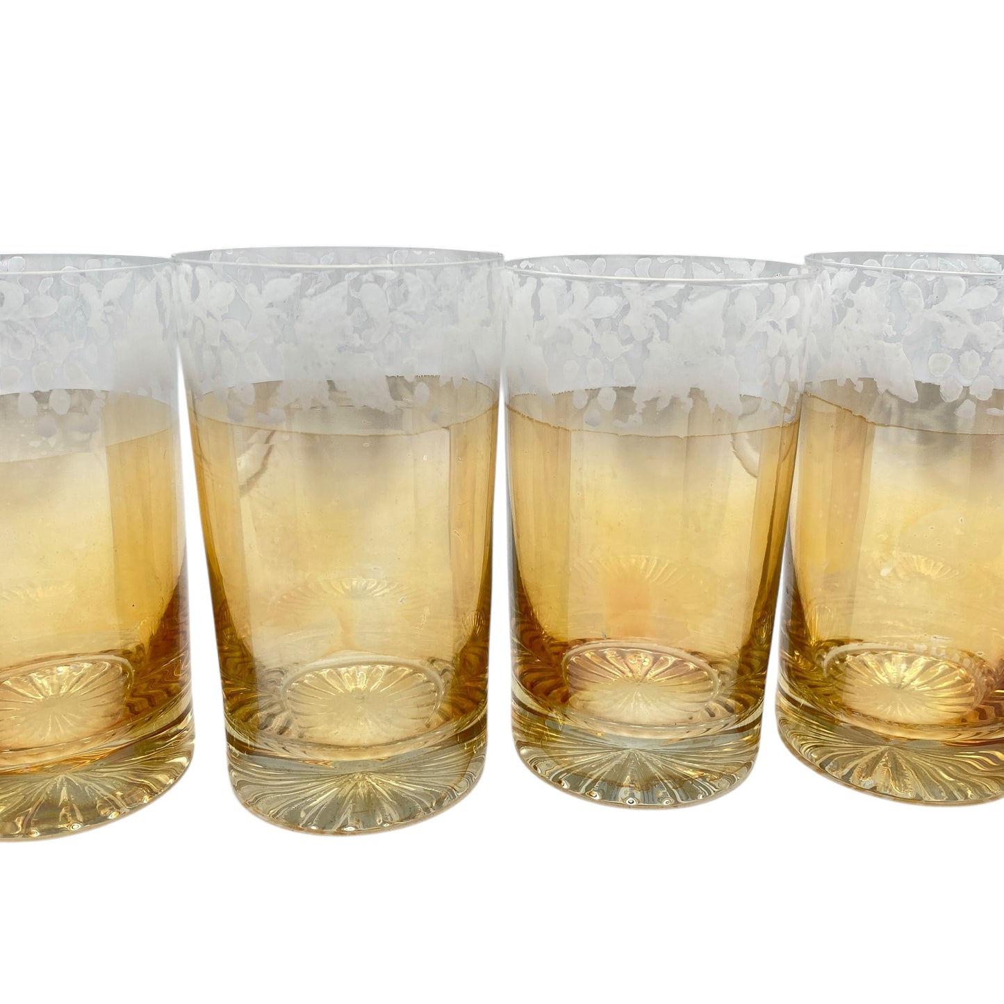 Vintage Wassergläser 6er Set gelb Bernstein irisierend Trinkgläser Glas 60er 70er Jahre