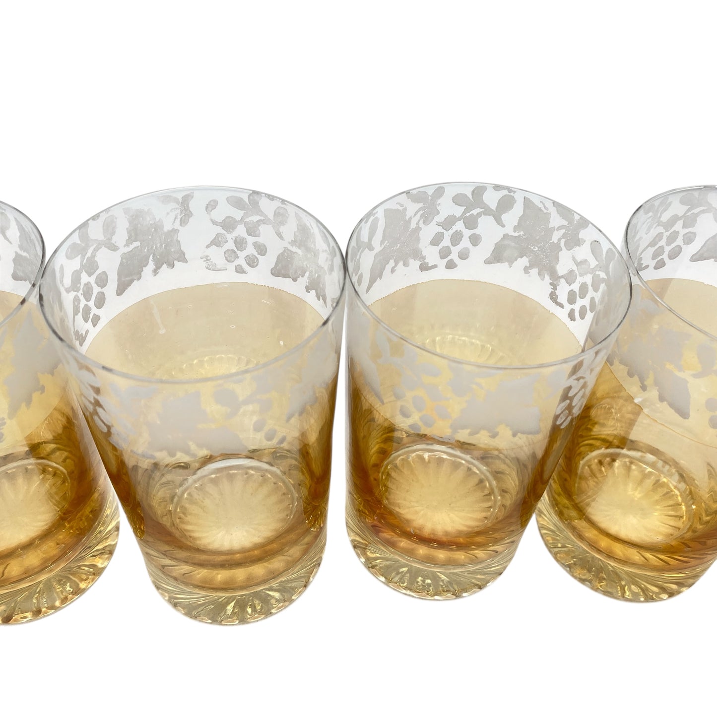Vintage Wassergläser 6er Set gelb Bernstein irisierend Trinkgläser Glas 60er 70er Jahre