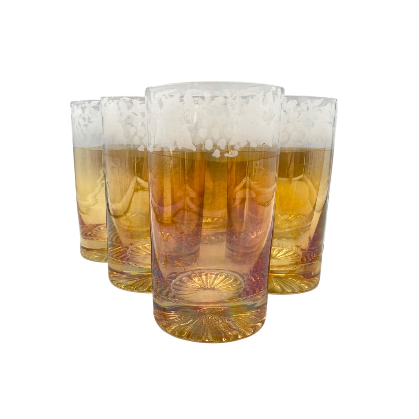 Vintage Wassergläser 6er Set gelb Bernstein irisierend Trinkgläser Glas 60er 70er Jahre