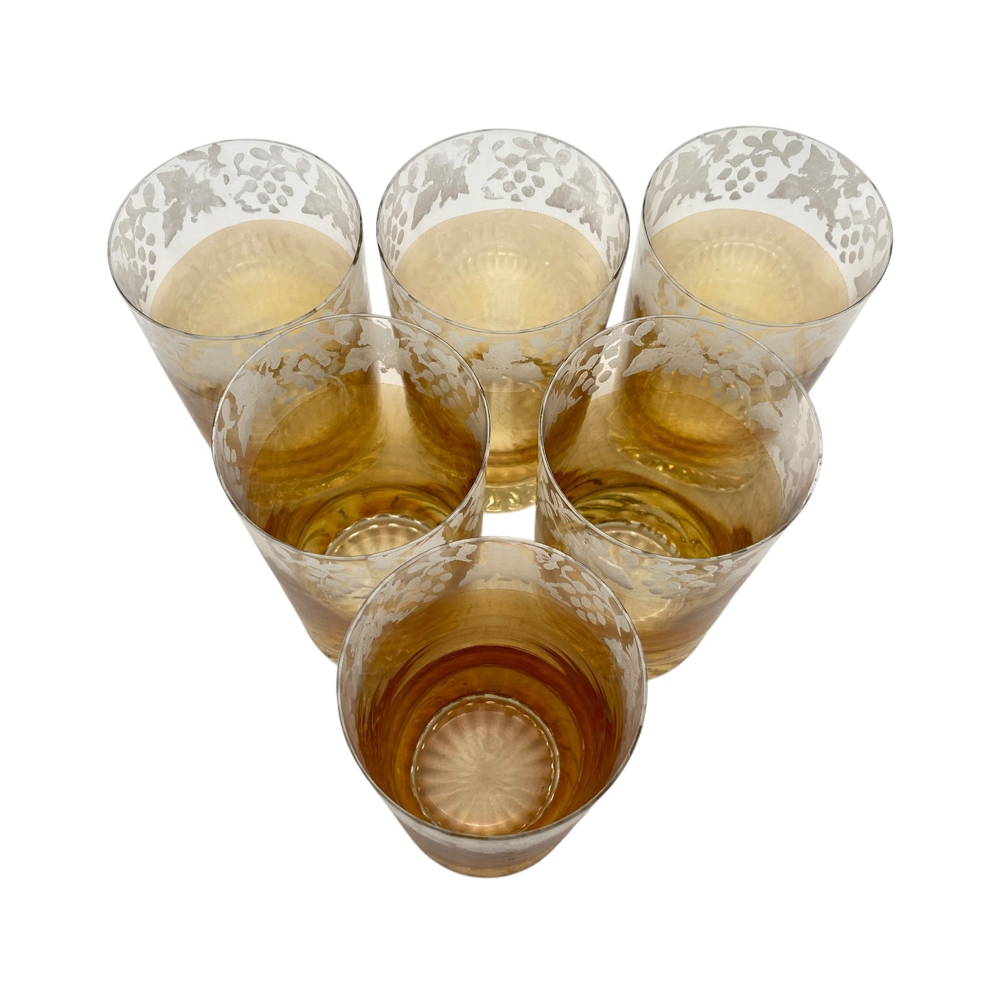 Vintage Wassergläser 6er Set gelb Bernstein irisierend Trinkgläser Glas 60er 70er Jahre
