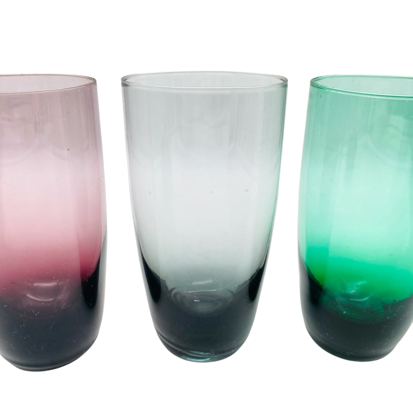 Vintage Wassergläser Rauchglas lila grün Trinkgläser 3er Set Glas 60er 70er Jahre