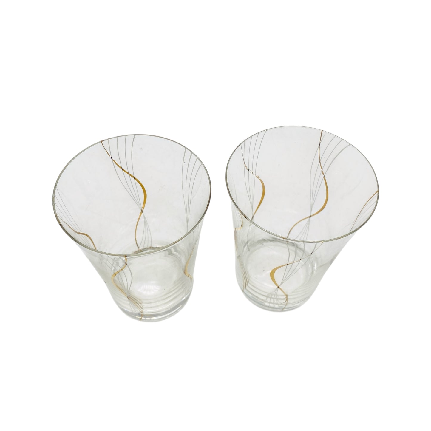 Vintage Wassergläser Set bemalt Spiralen weiß gold 60er 70er Jahre Gläser