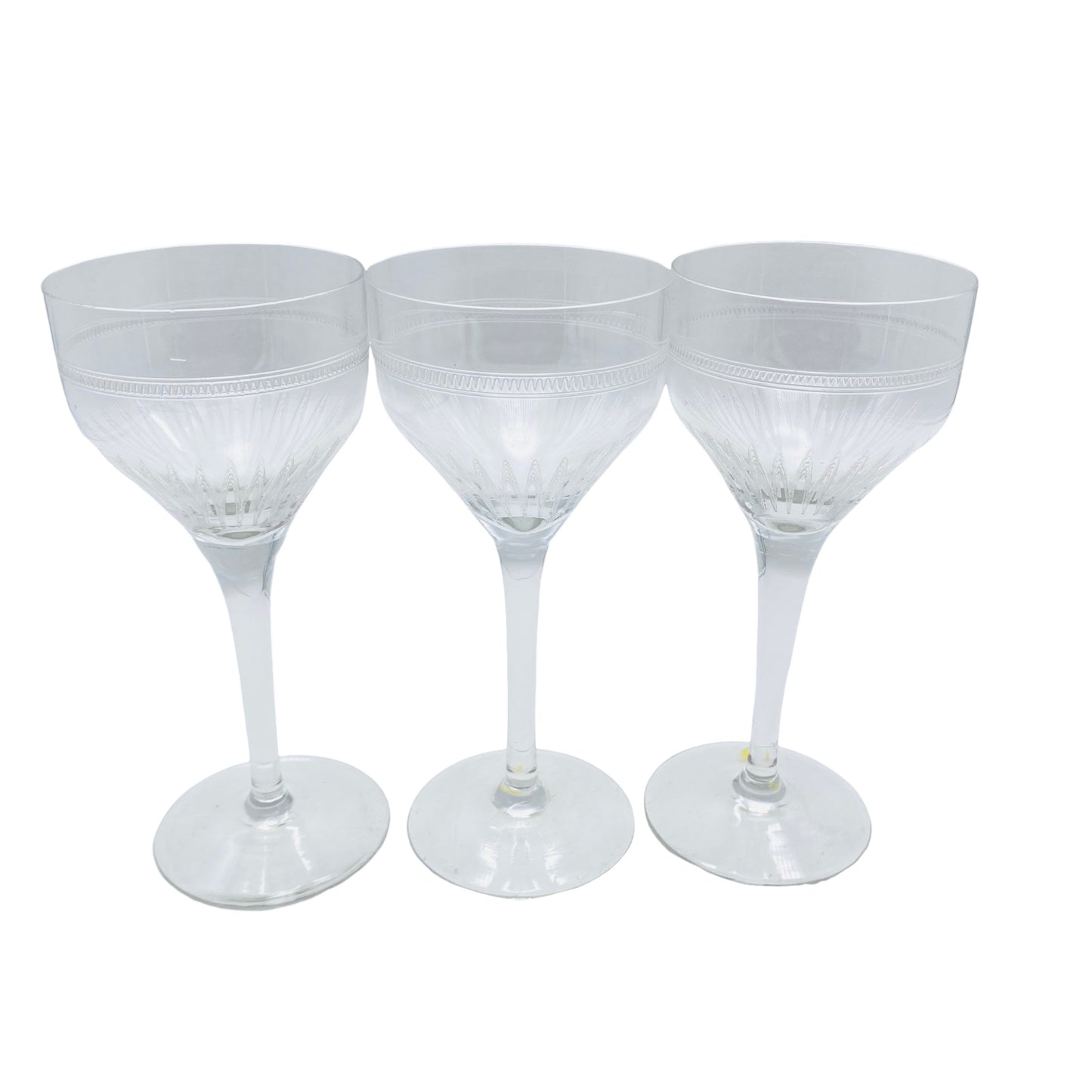 Vintage Weingläser 3er Set beschliffen 60er 70er Mid Century Lounge