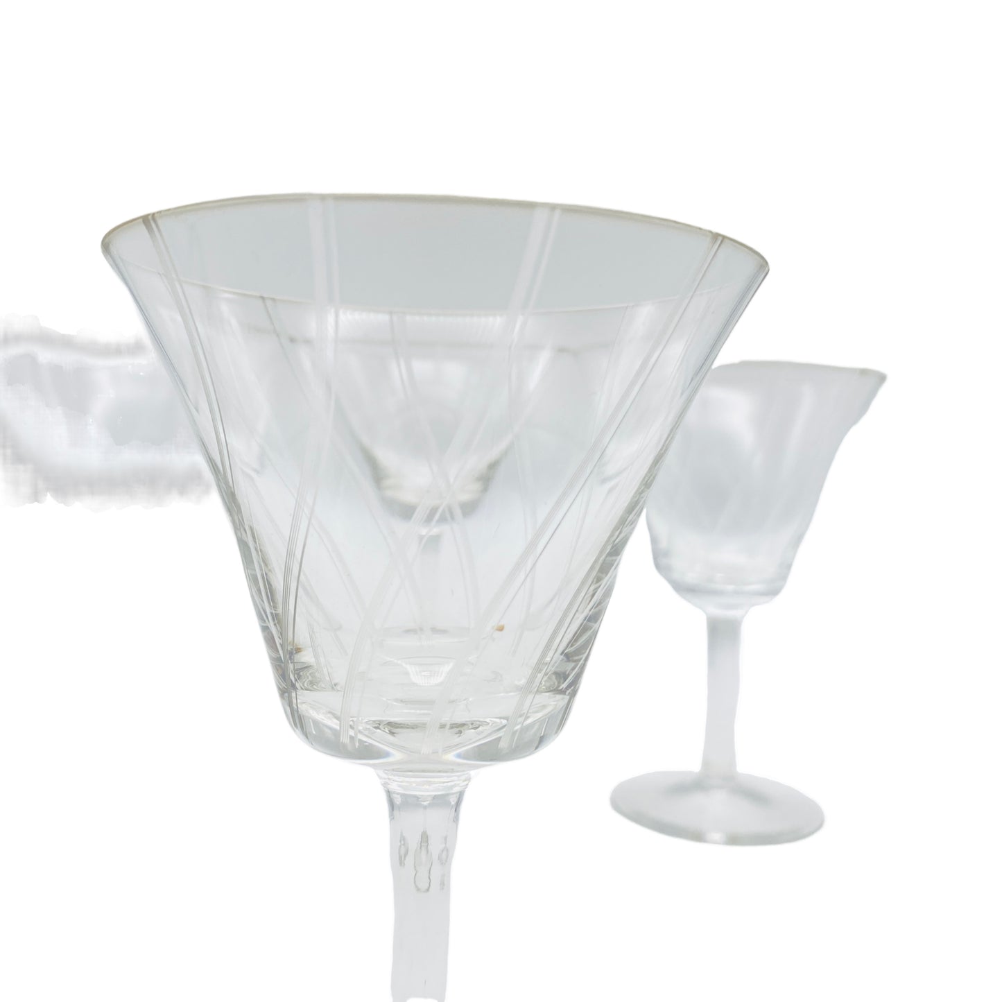 Vintage Weingläser beschliffen 4er Set Spiralen 50er 60er Mid Century