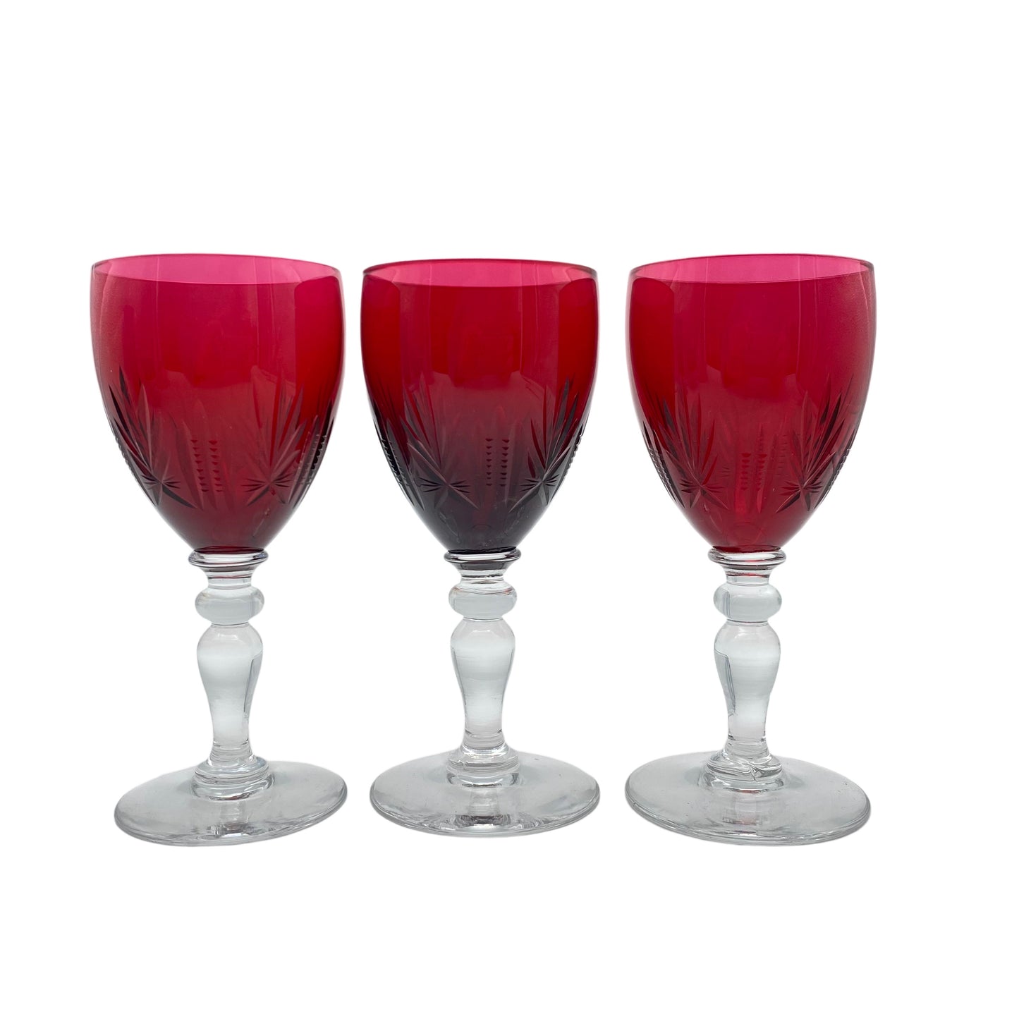 Vintage Weingläser rot beschliffen Gläser Glas 60er 70er Jahre