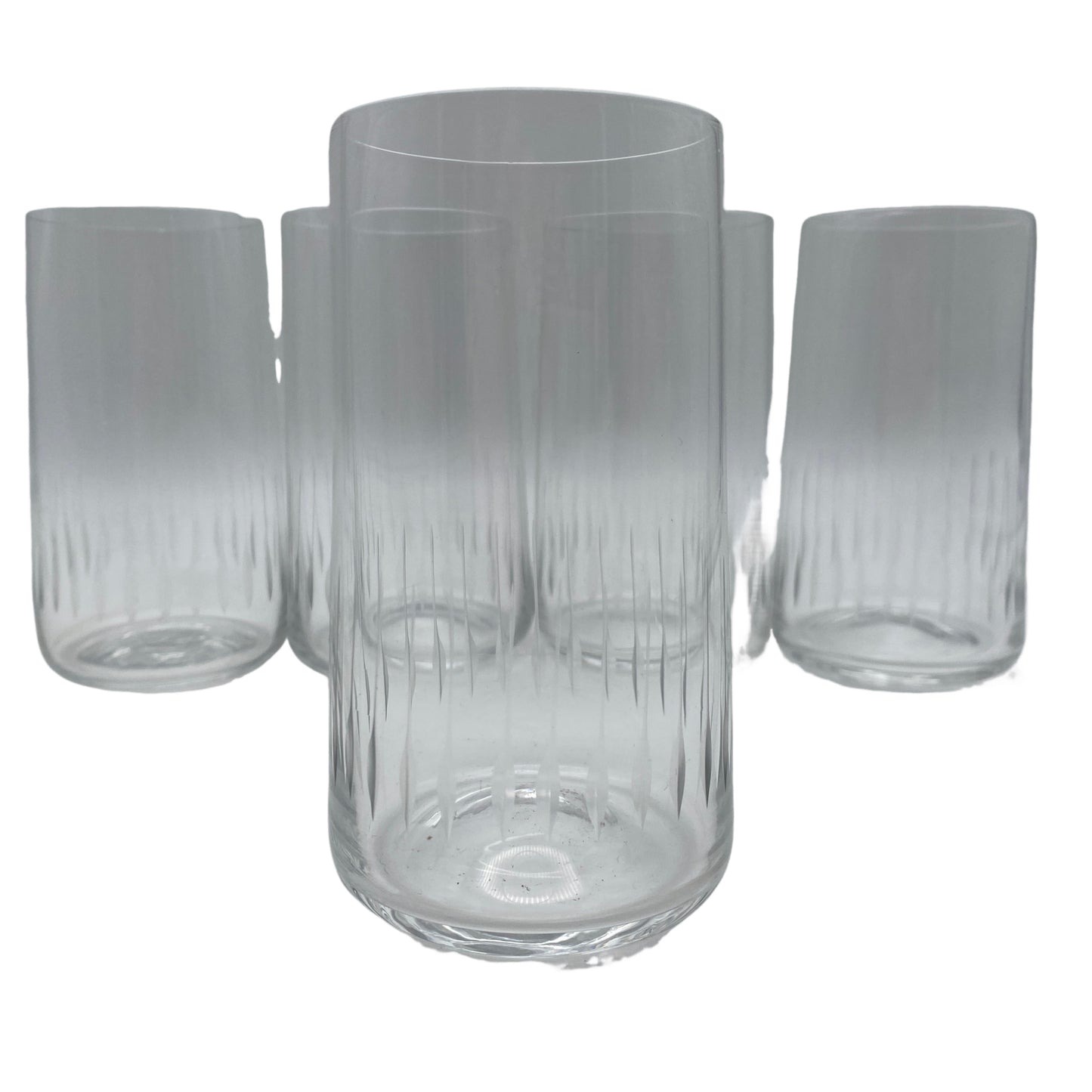 Wassergläser transparent 5er Set beschliffen 60er Mid Century Lounge Glas