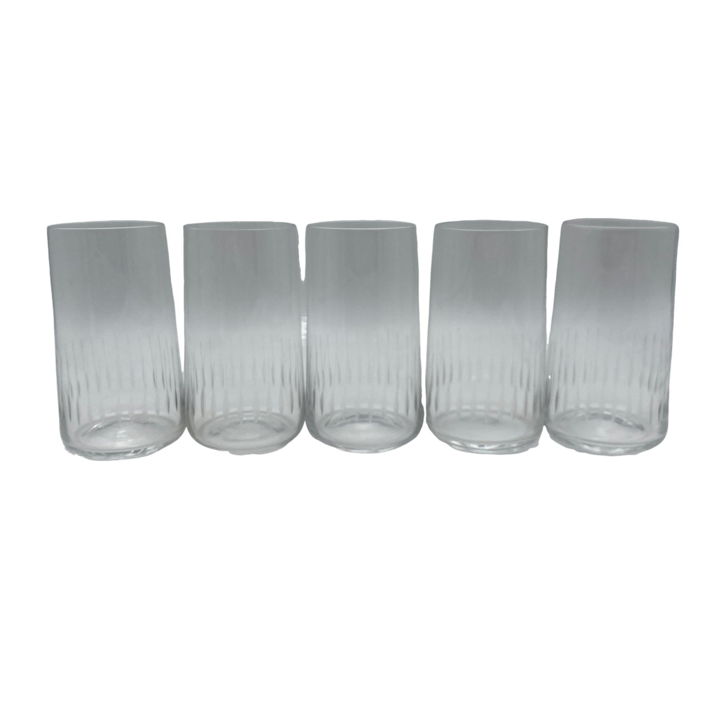 Wassergläser transparent 5er Set beschliffen 60er Mid Century Lounge Glas