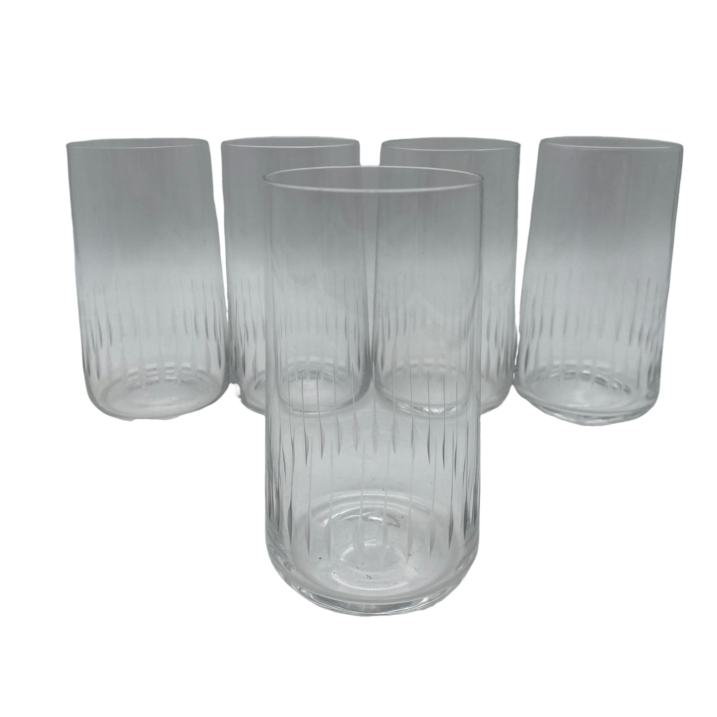 Wassergläser transparent 5er Set beschliffen 60er Mid Century Lounge Glas