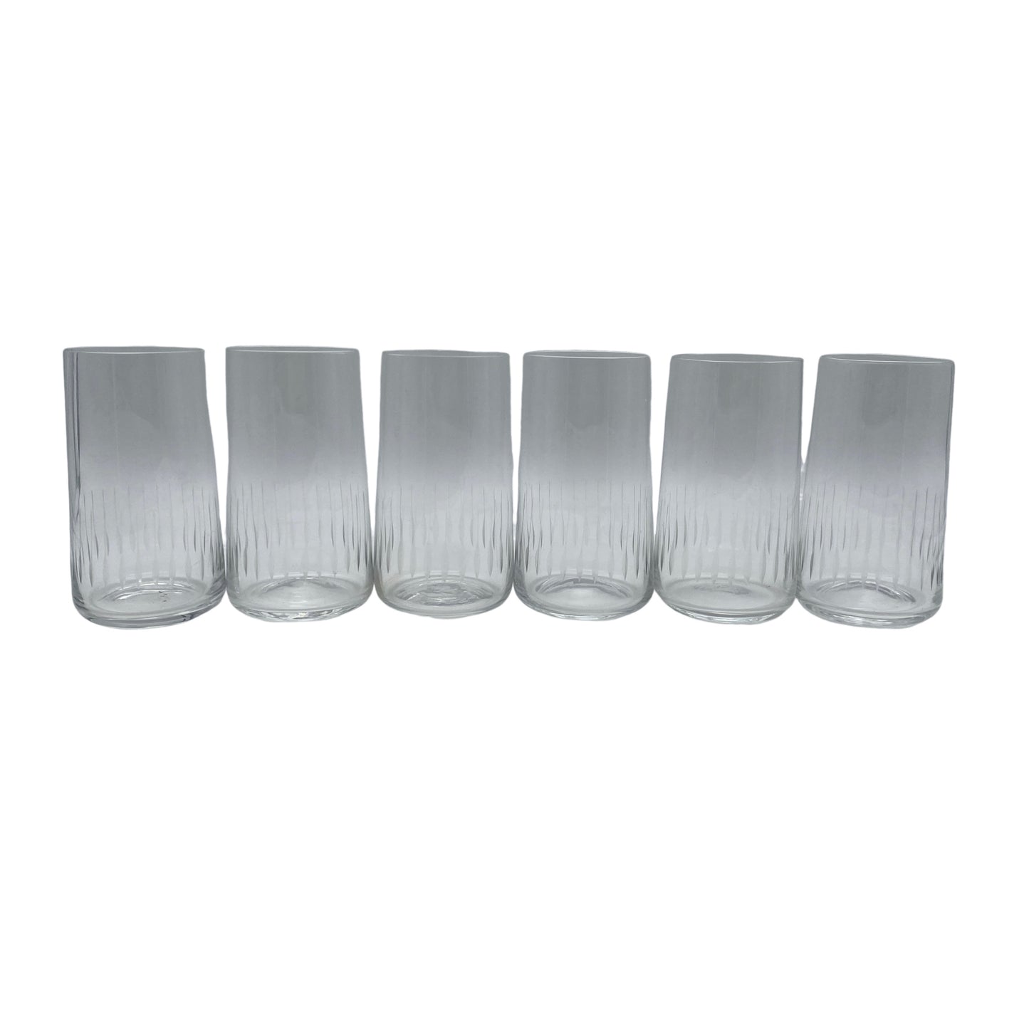 Wassergläser transparent 6er Set beschliffen 60er Mid Century Lounge Glas