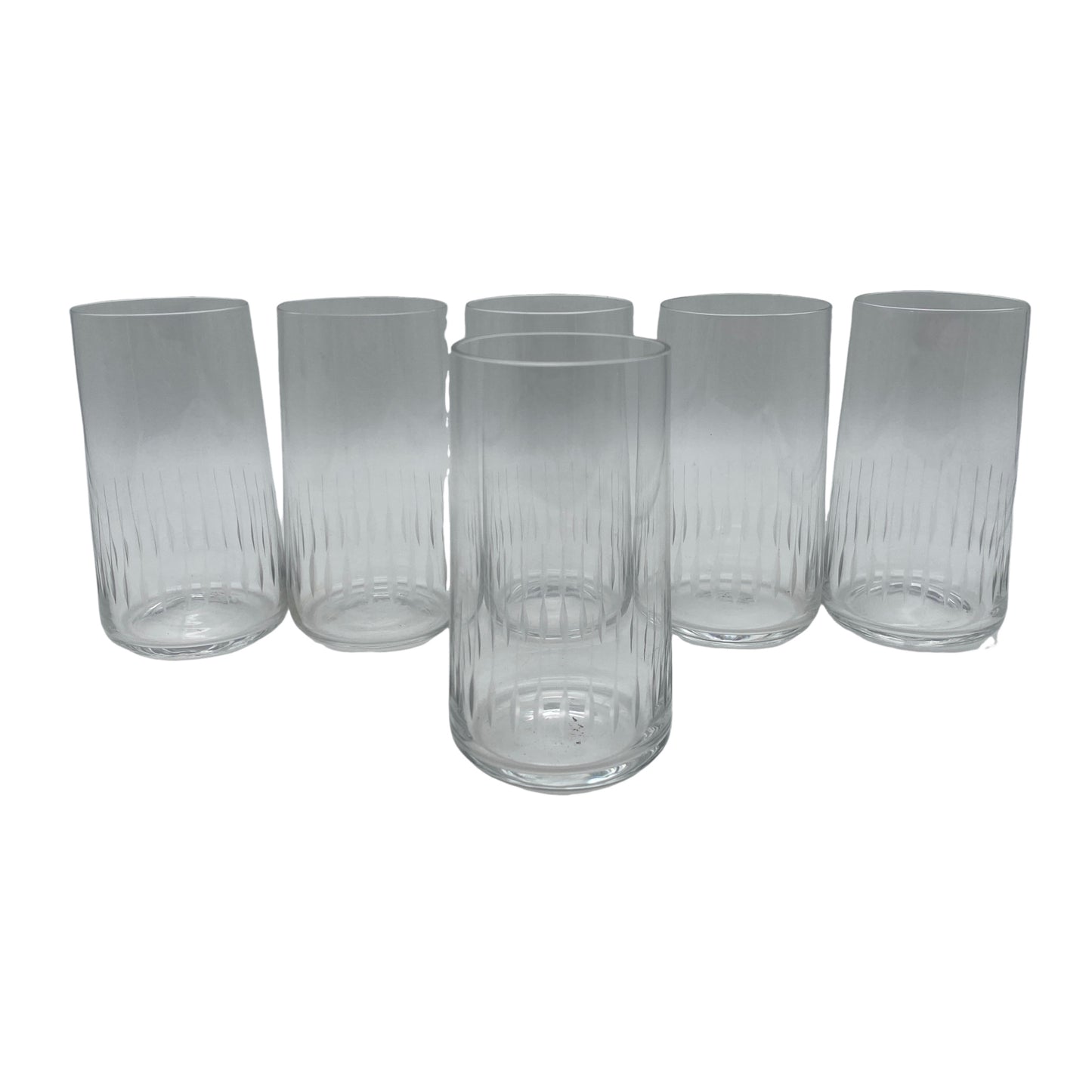 Wassergläser transparent 6er Set beschliffen 60er Mid Century Lounge Glas