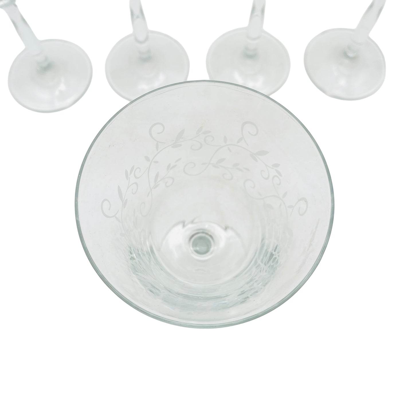 Weingläser 5er Set mit Ranken Dekor Gläser Ätzdekor Glas