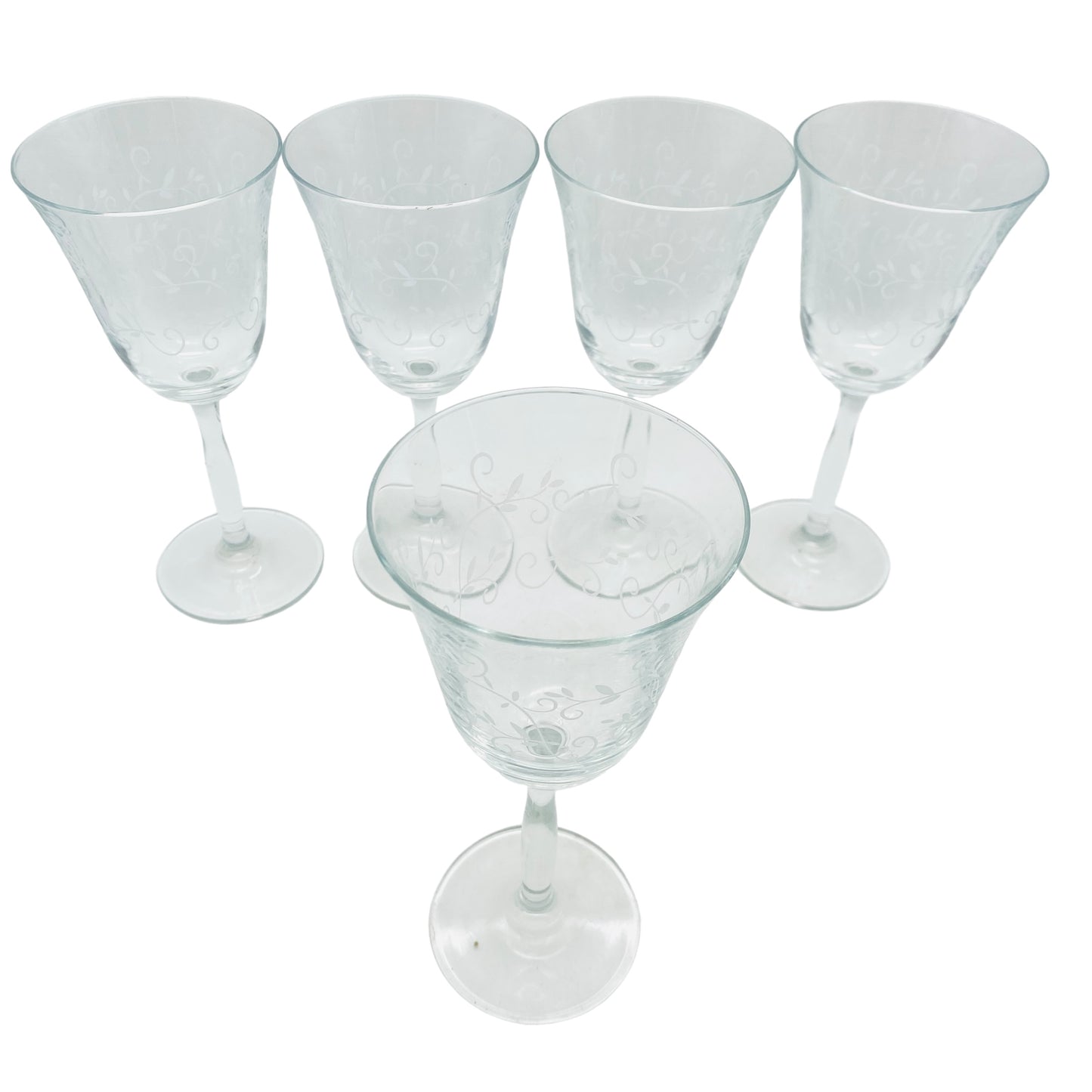 Weingläser 5er Set mit Ranken Dekor Gläser Ätzdekor Glas