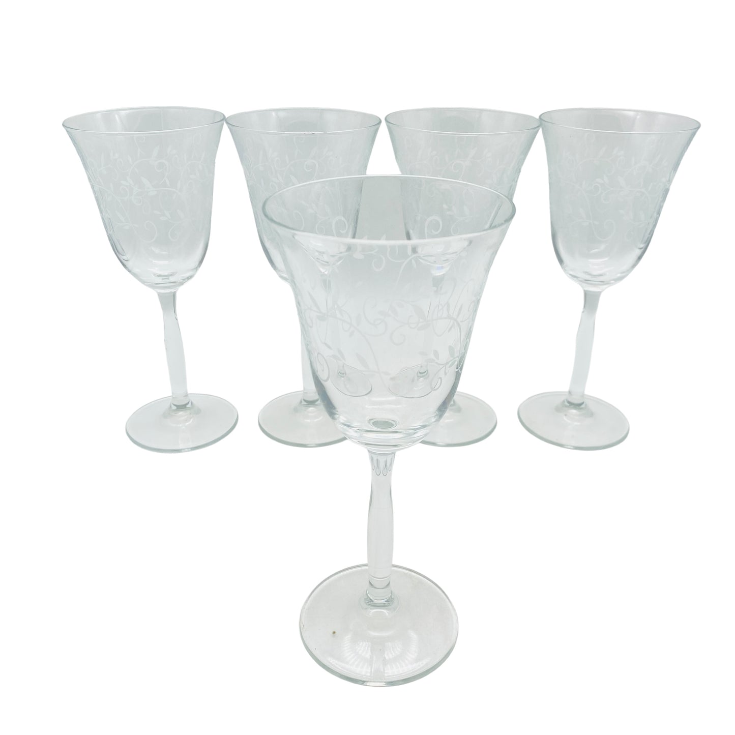 Weingläser 5er Set mit Ranken Dekor Gläser Ätzdekor Glas