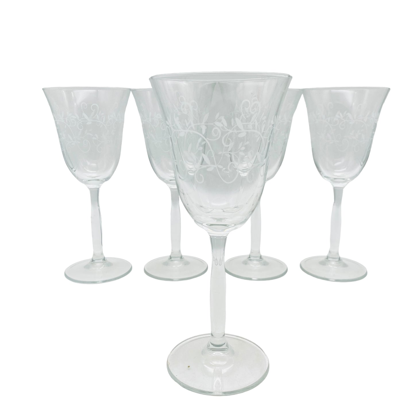 Weingläser 5er Set mit Ranken Dekor Gläser Ätzdekor Glas