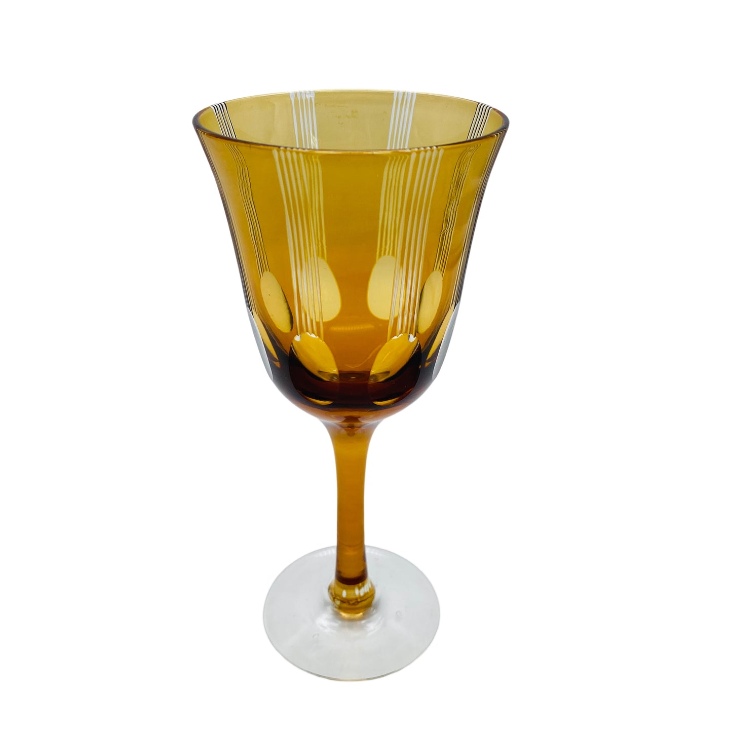 Weinglas beschliffen 50er 60er Bernstein braun Mid Century Glas