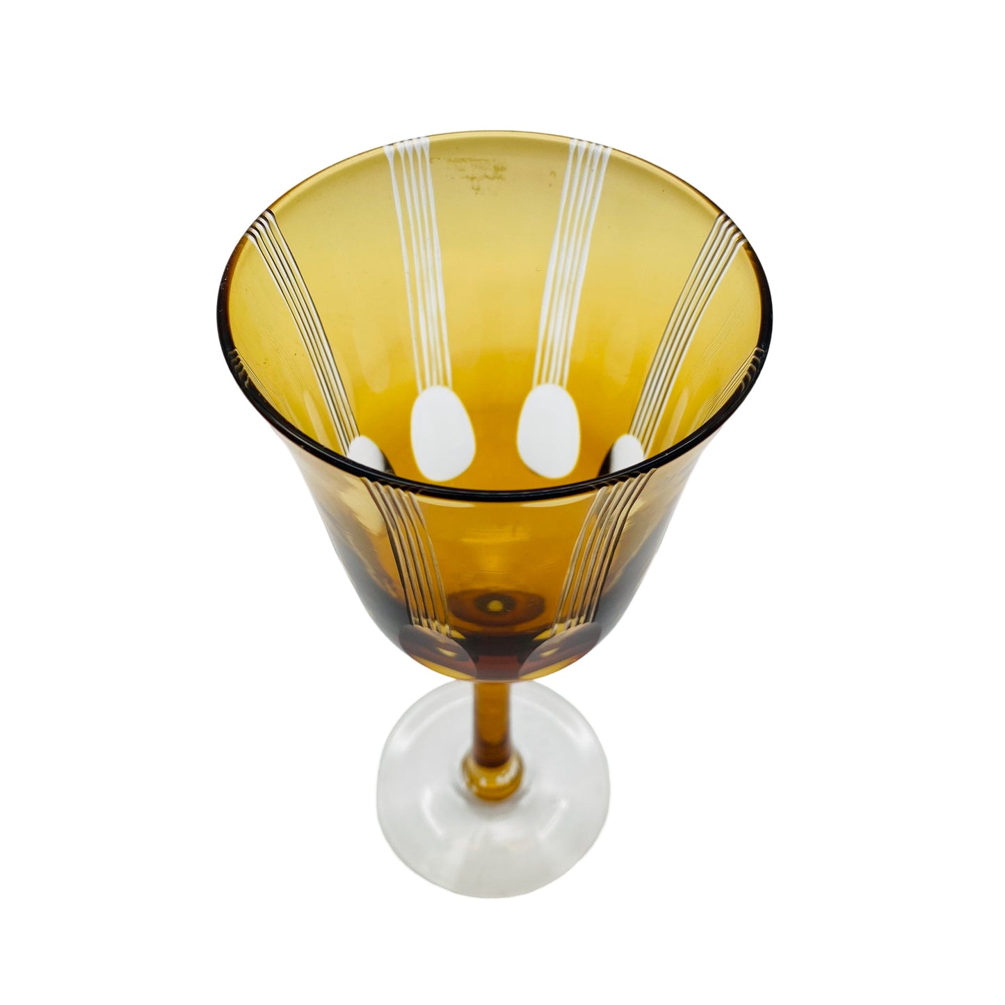 Weinglas beschliffen 50er 60er Bernstein braun Mid Century Glas