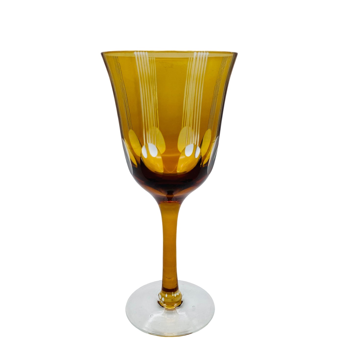 Weinglas beschliffen 50er 60er Bernstein braun Mid Century Glas