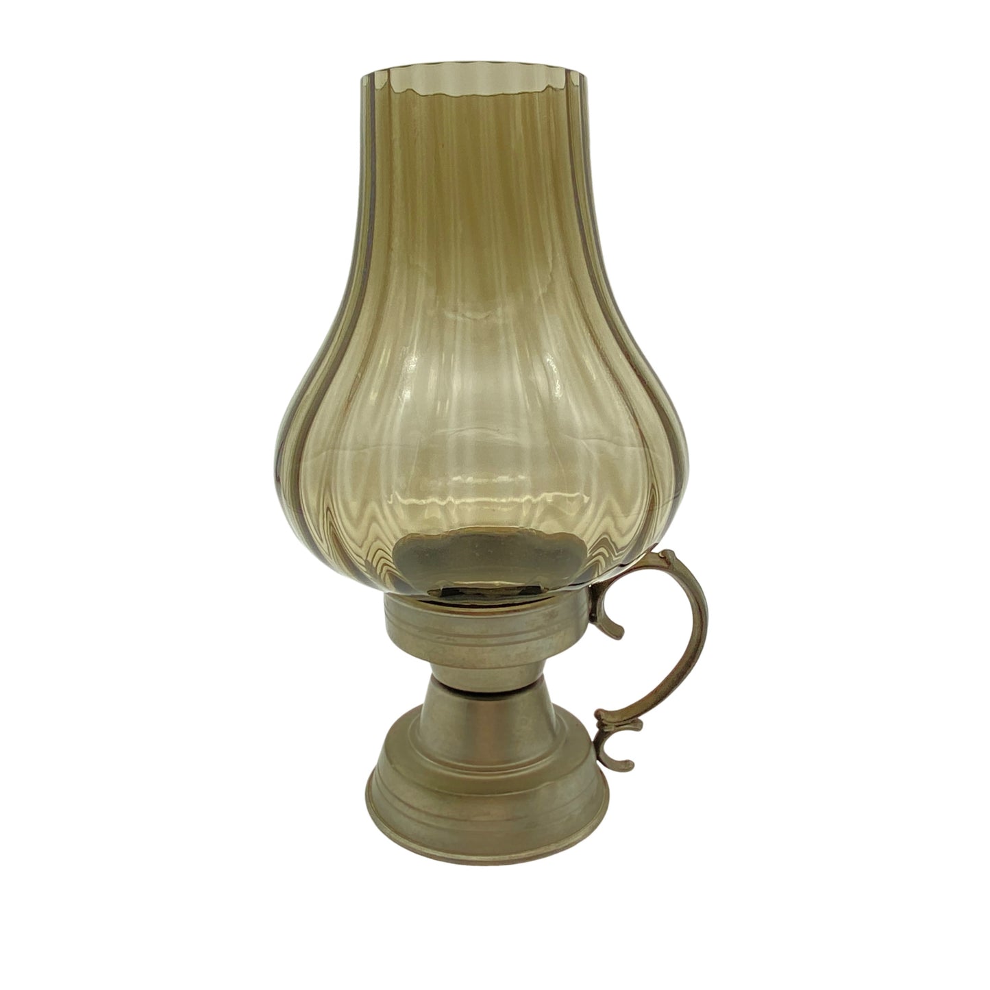 Windlicht Zinn Reinzinn 92% Rauchglas 1960er 1970er Glas