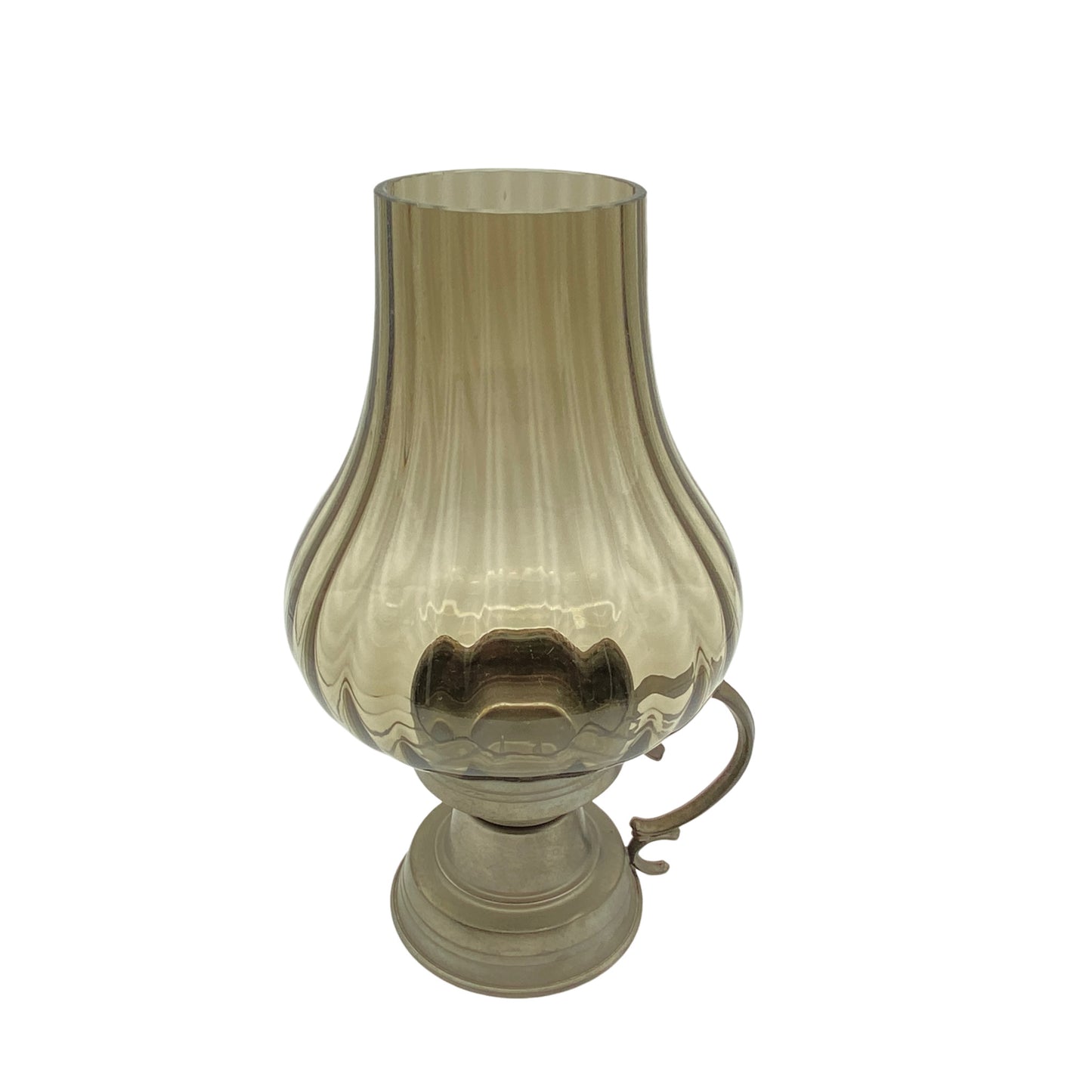 Windlicht Zinn Reinzinn 92% Rauchglas 1960er 1970er Glas