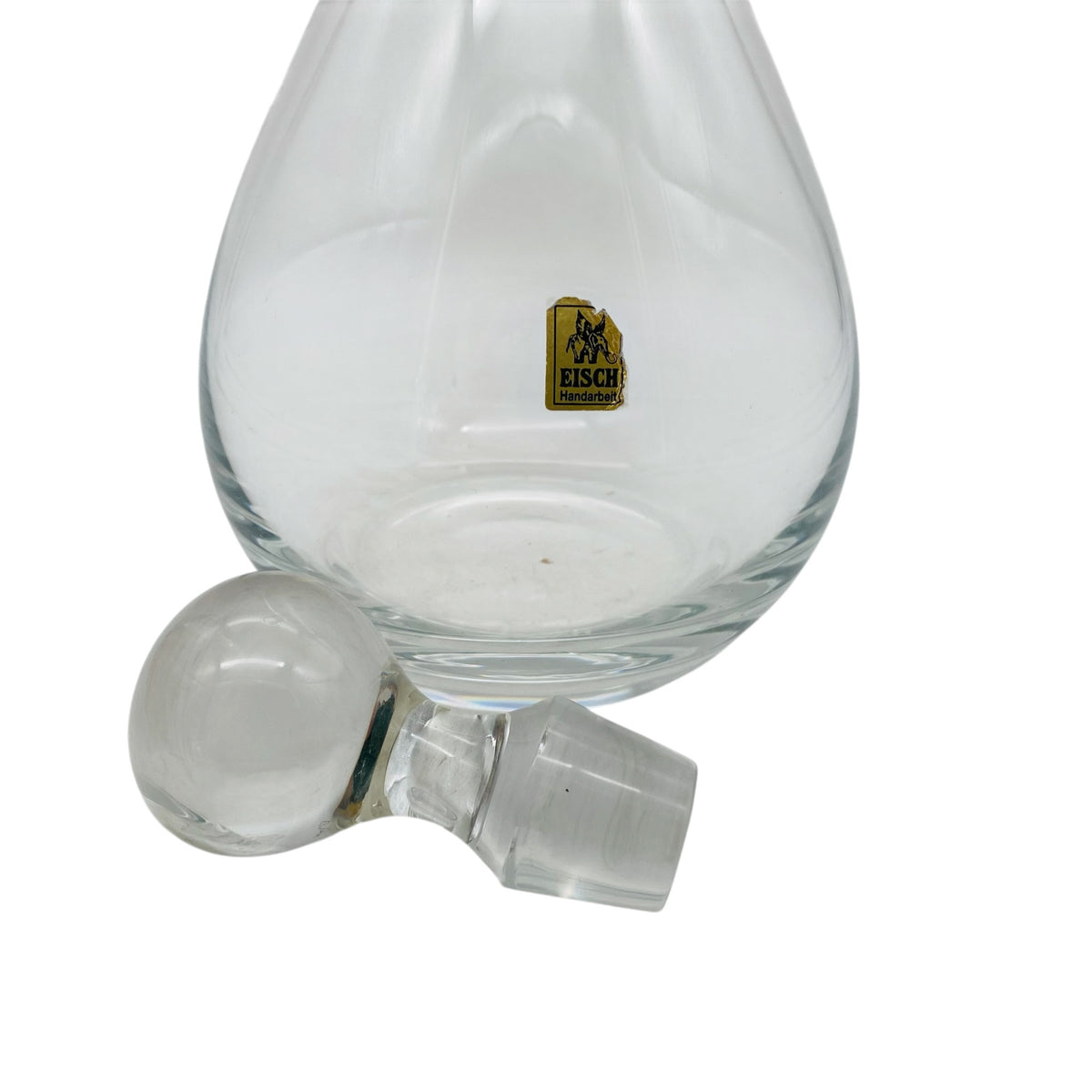 EISCH Dekanter Glas mit Kugelstopfen Transparent 70er 80er H 31cm
