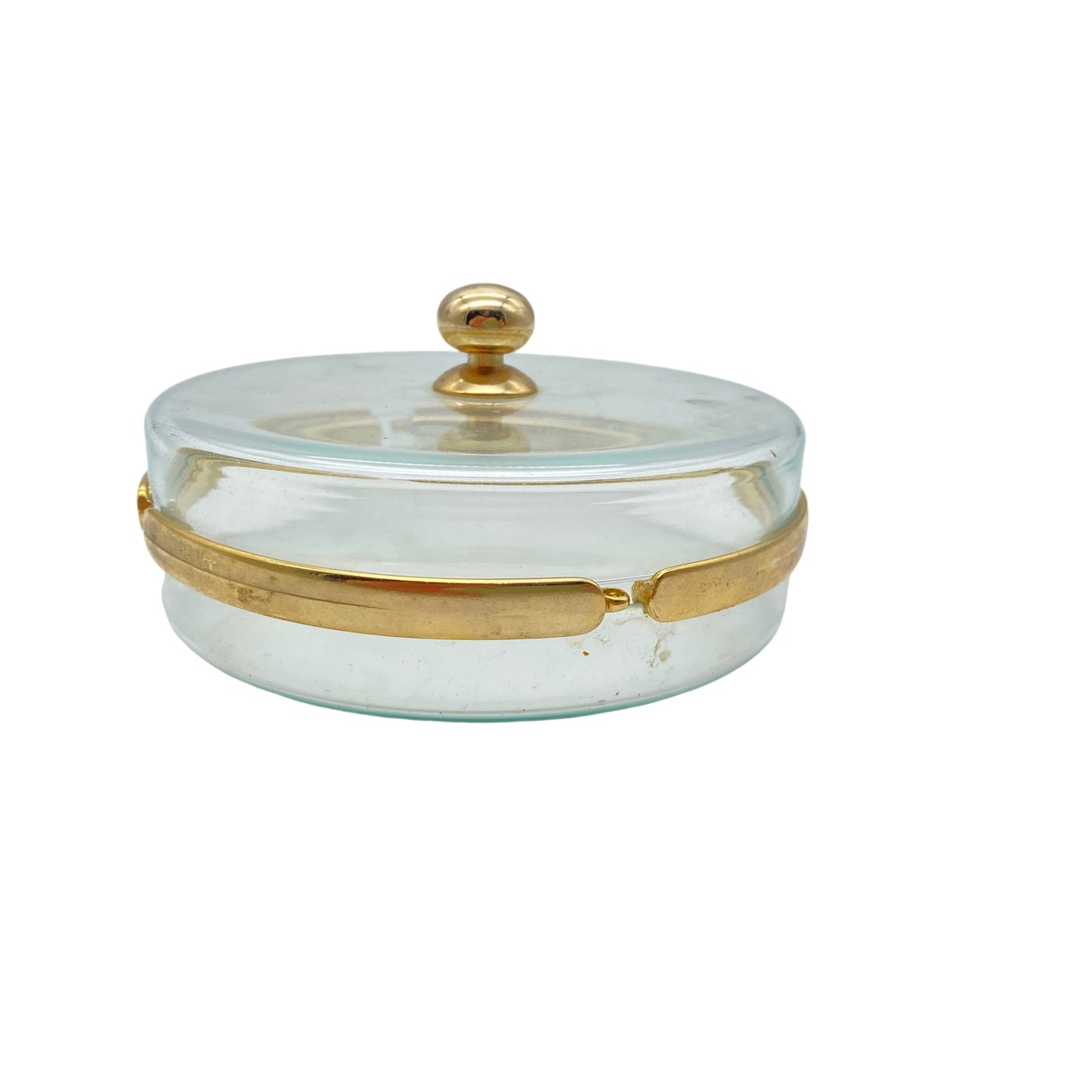 Glasdose Deckeldose Glas Vintage Prodotti Artigiani Alassio gold