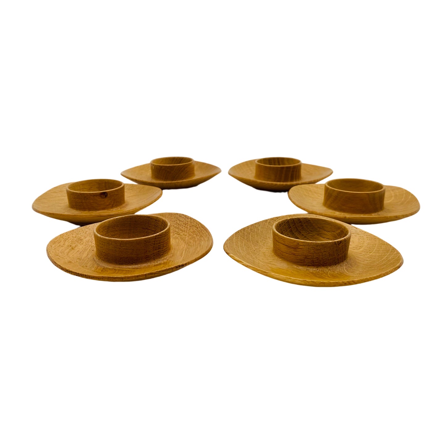 Eierbecher aus Holz Mid Century 60er 70er Jahre 6er Set braun