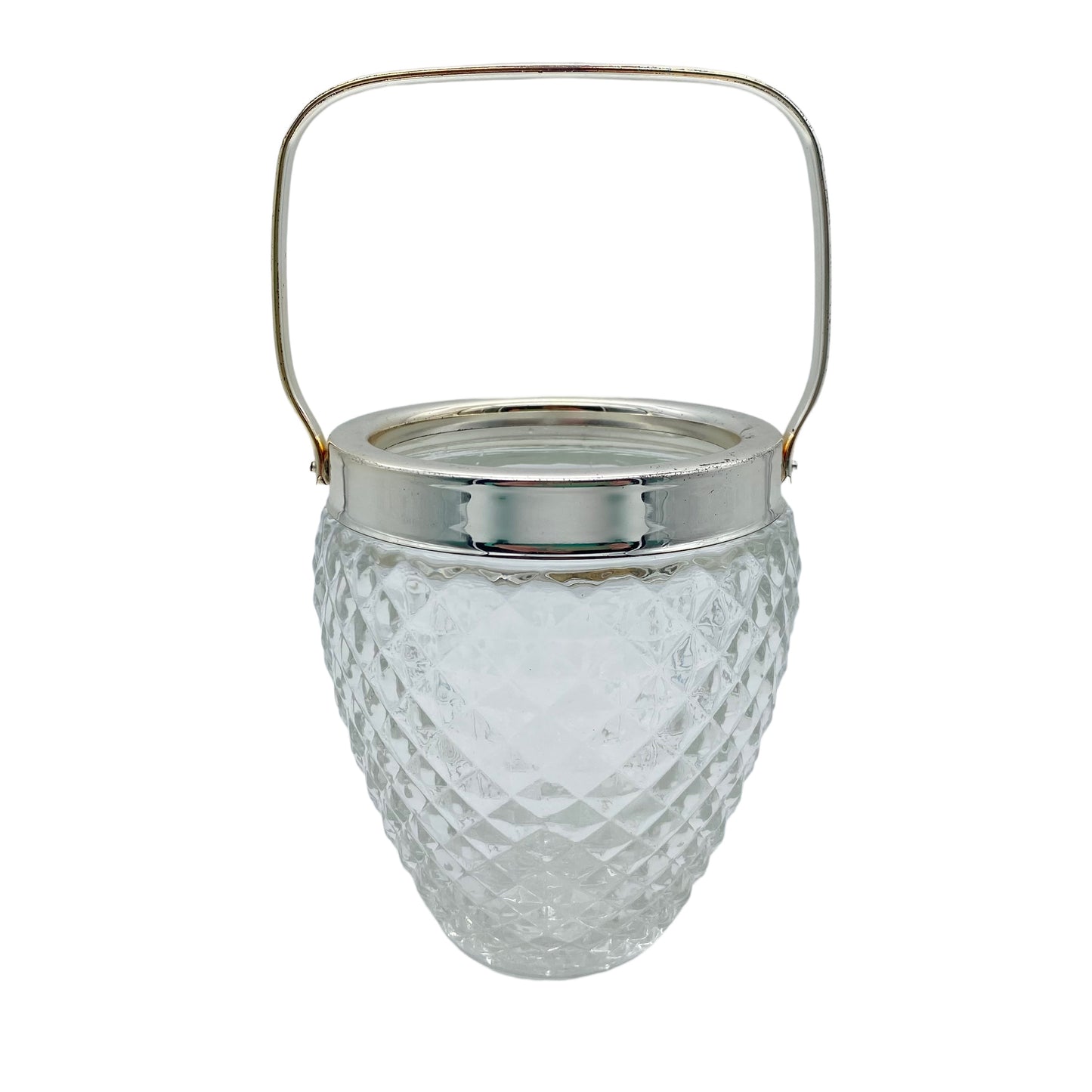 Eiseimer aus Glas versilbert Rautendekor 60er 70er Jahre