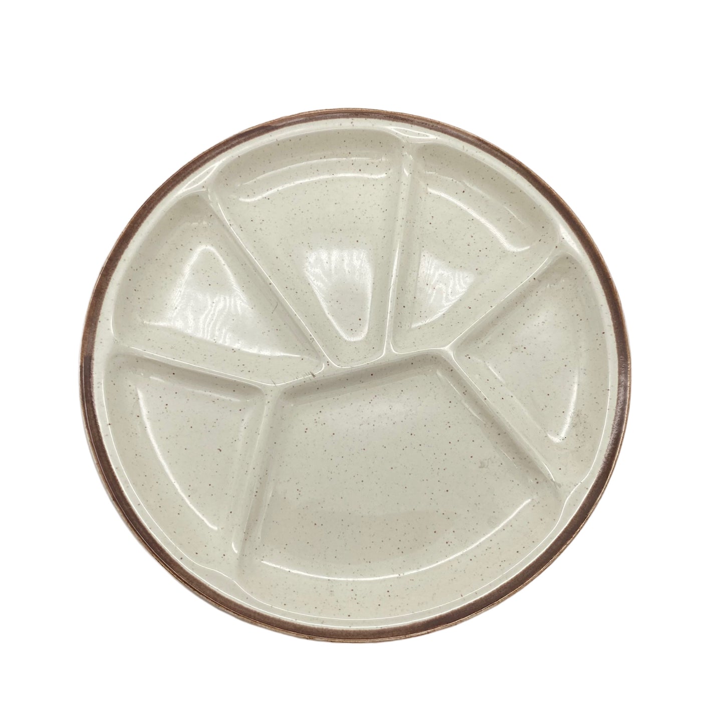 GIEN Fondueteller Keramik 6er Set beige braun 70er Jahre Frankreich