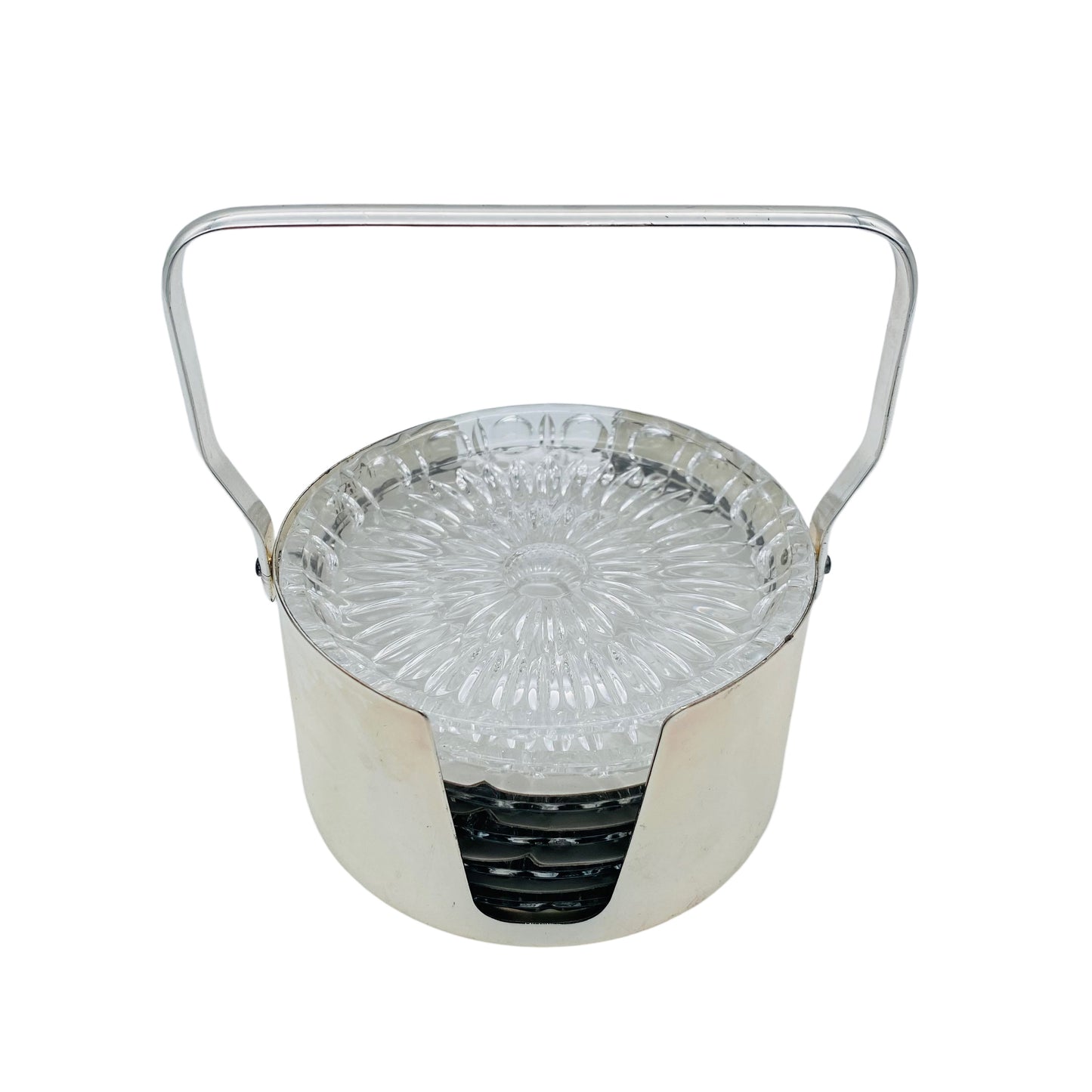 Glasuntersetzer 6er Set Halter versilbert 60er 70er Jahre Vintage