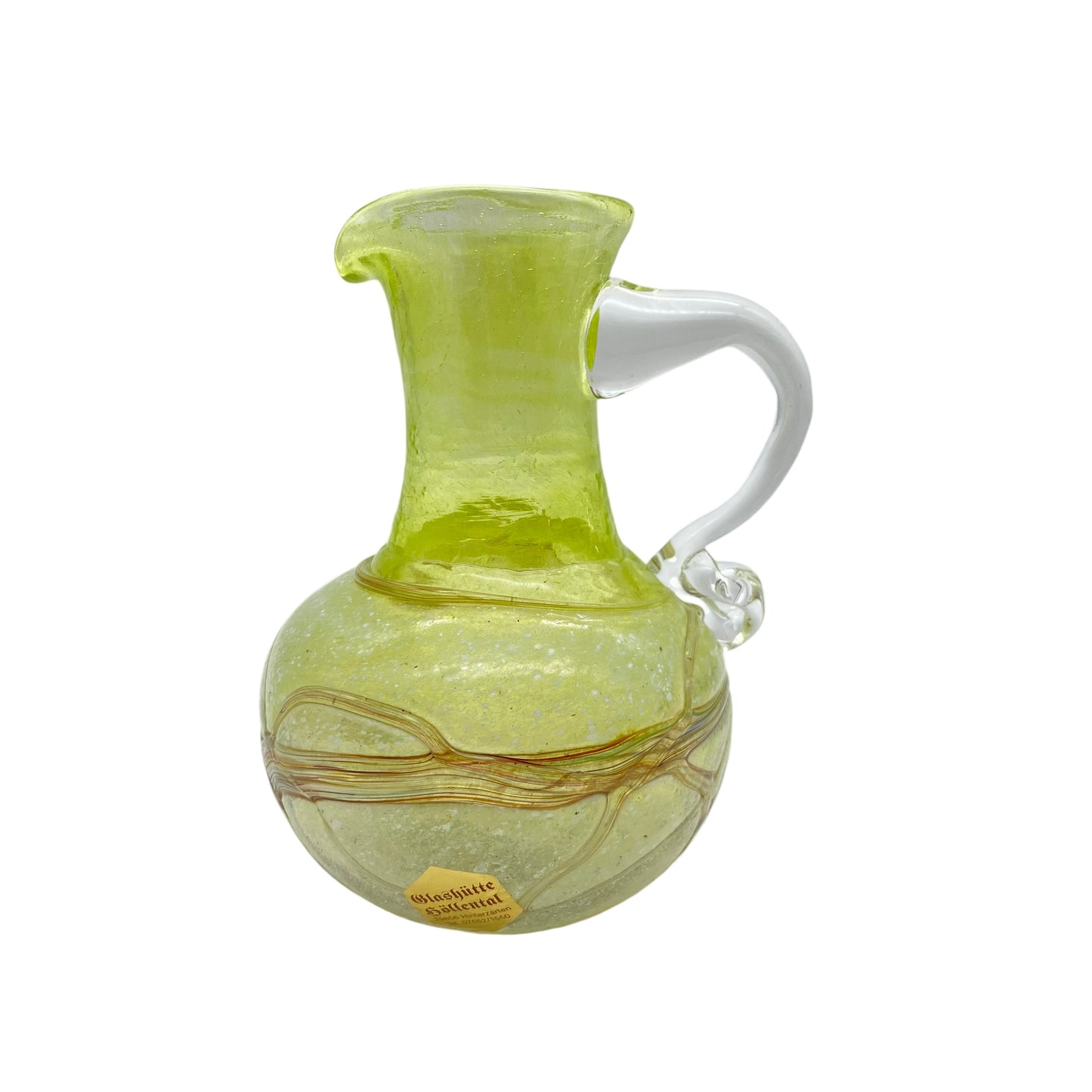 Heinz Pichotta HÖLLENTAL Schaumglas Vase gelb Henkelvase 80er