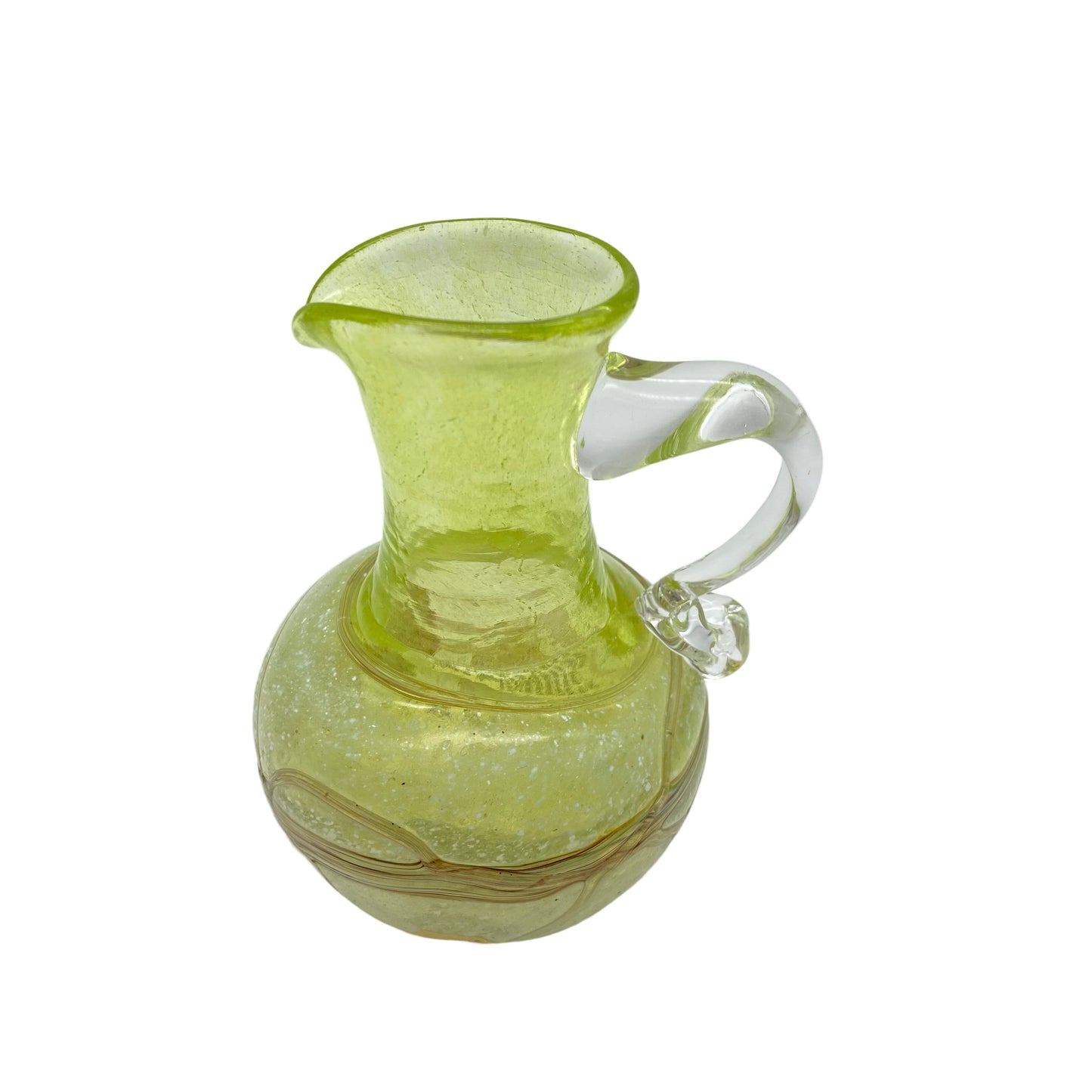 Heinz Pichotta HÖLLENTAL Schaumglas Vase gelb Henkelvase 80er