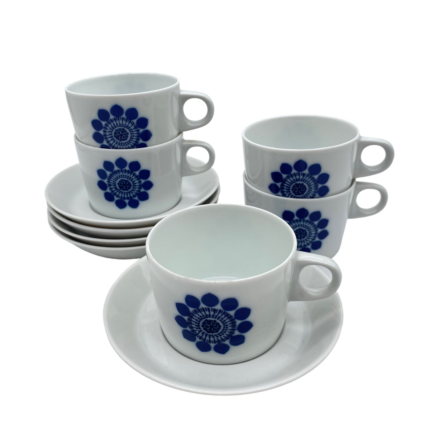 Hutschenreuther NOVUM Tassen mit Untertassen 5er Set Sonne blau