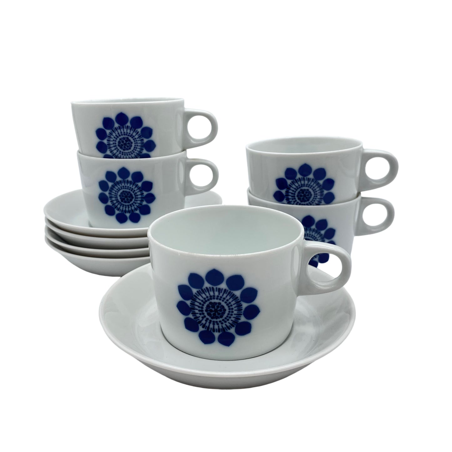 Hutschenreuther NOVUM Tassen mit Untertassen 5er Set Sonne blau