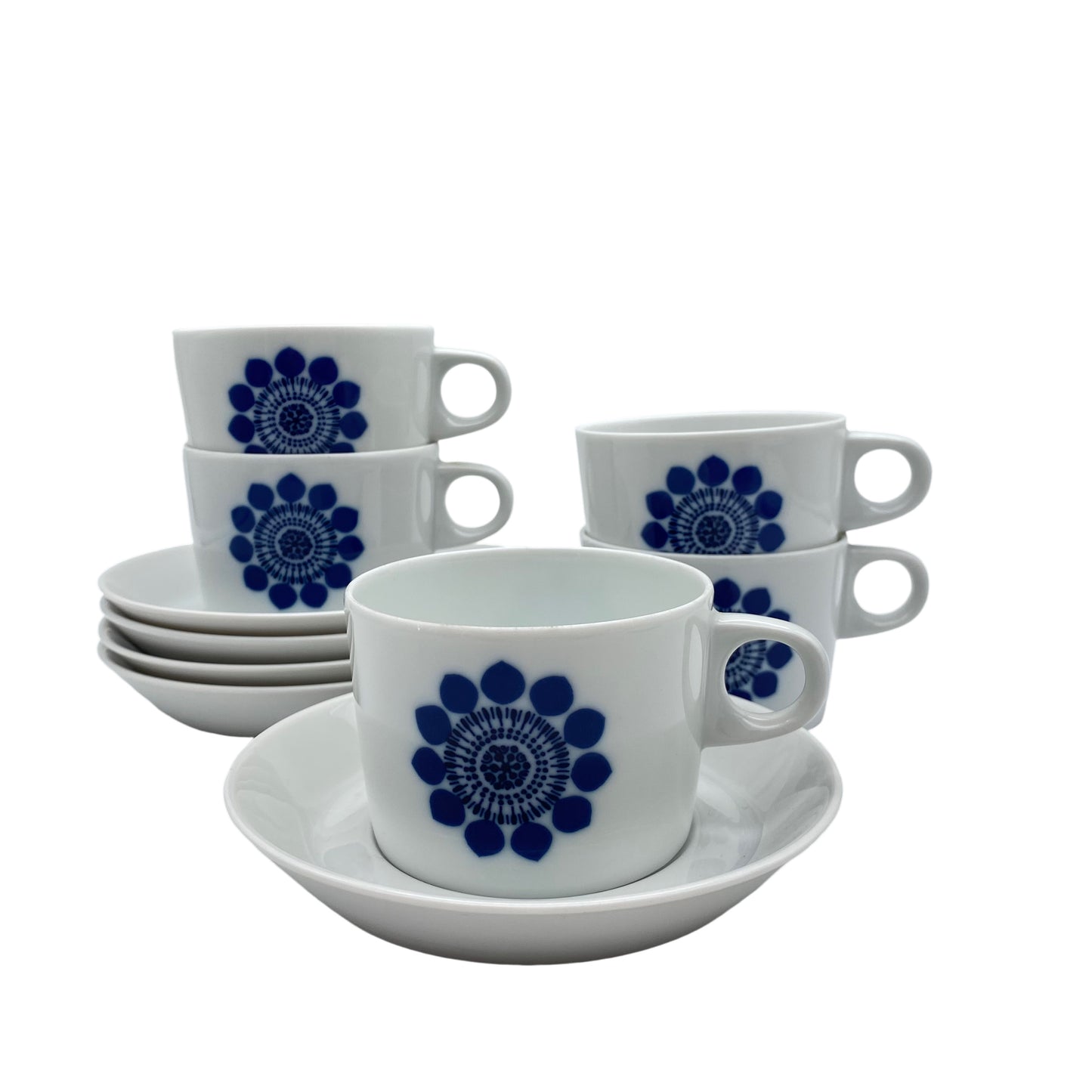 Hutschenreuther NOVUM Tassen mit Untertassen 5er Set Sonne blau