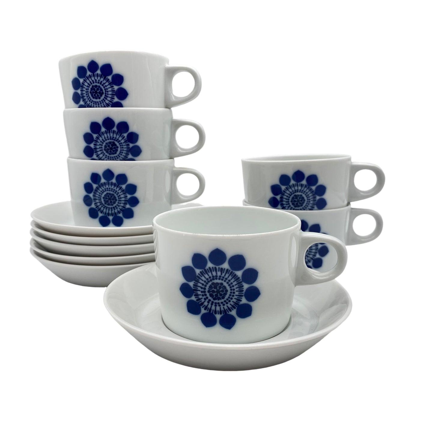 Hutschenreuther NOVUM Tassen mit Untertassen 6er Set Sonne blau