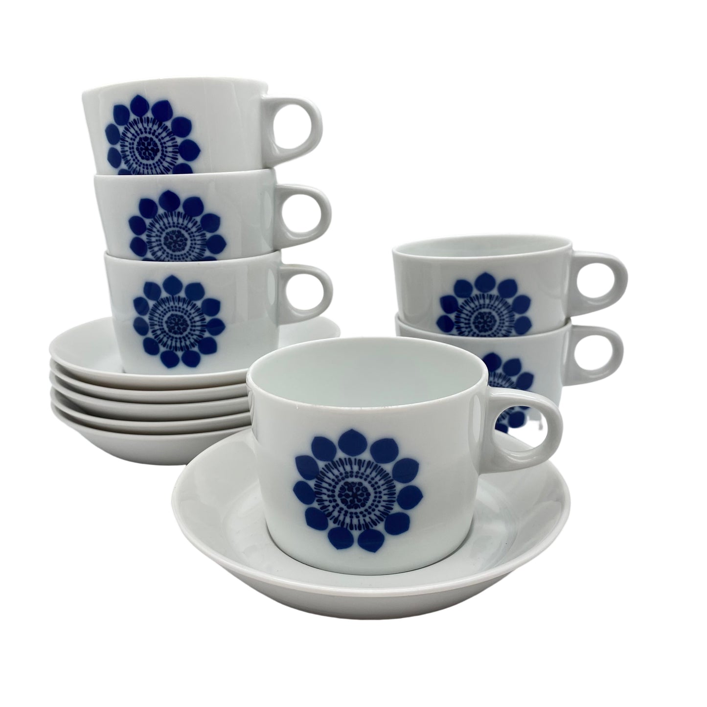 Hutschenreuther NOVUM Tassen mit Untertassen 6er Set Sonne blau