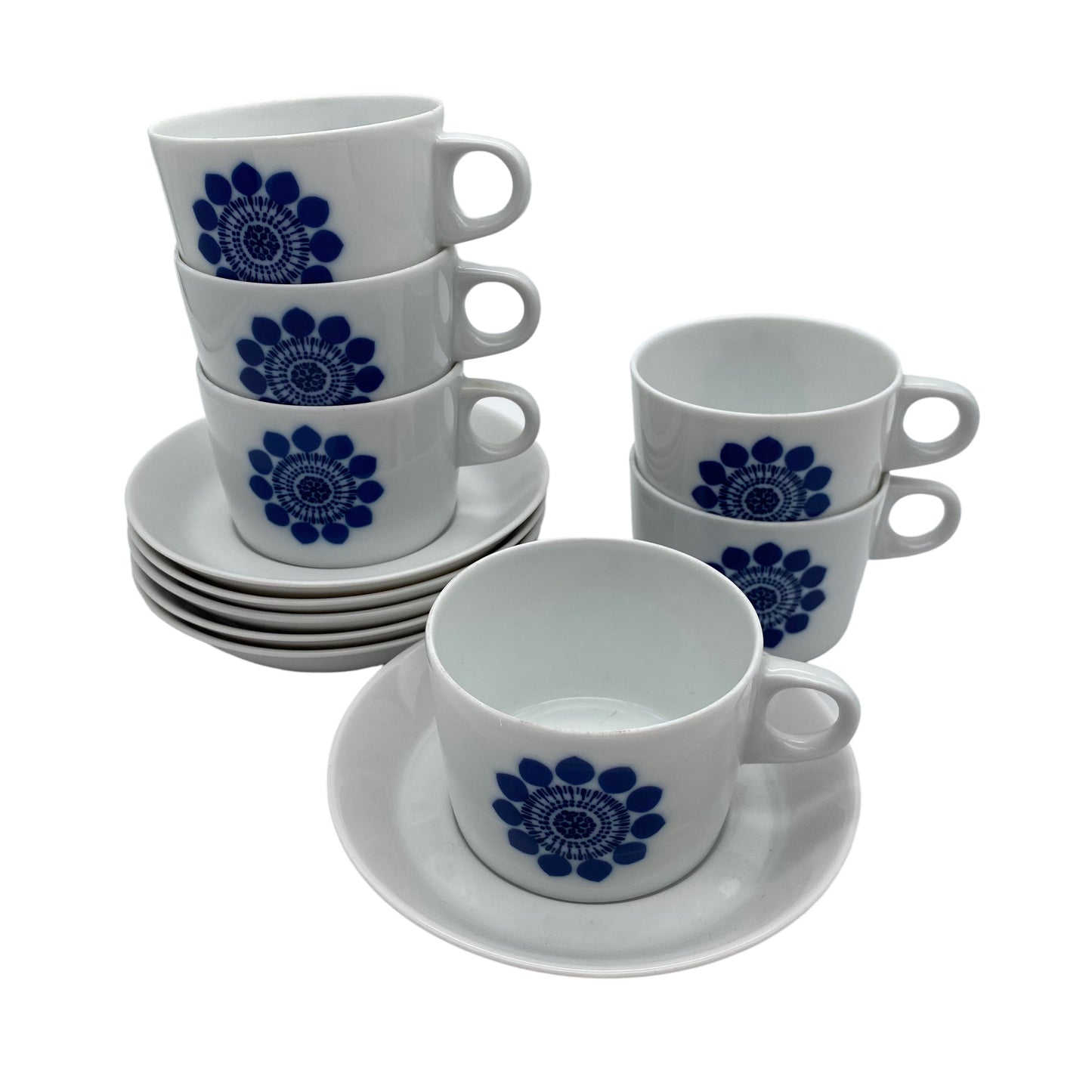 Hutschenreuther NOVUM Tassen mit Untertassen 6er Set Sonne blau