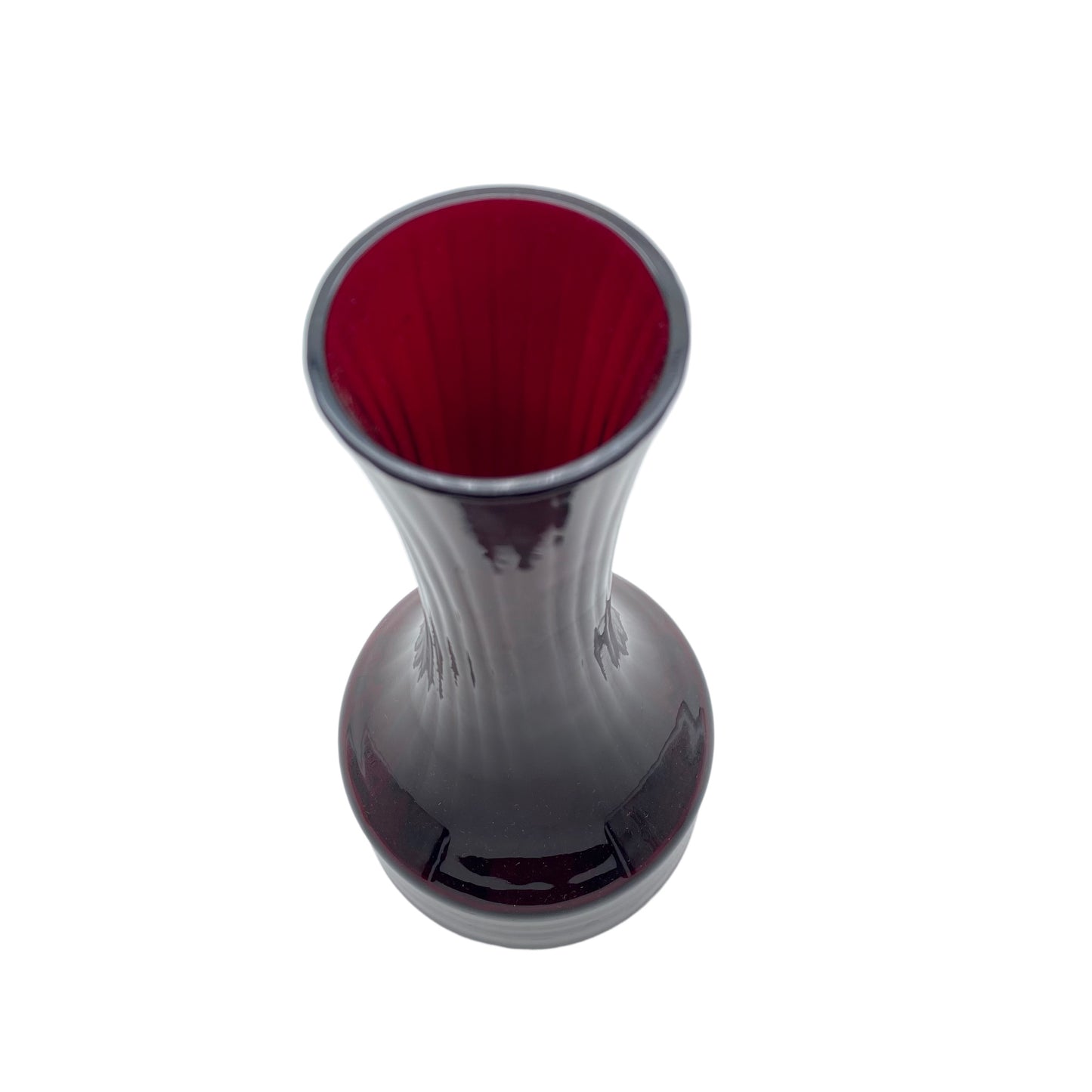 Vase rot Glas 1960er 1970er 25 cm Struktur