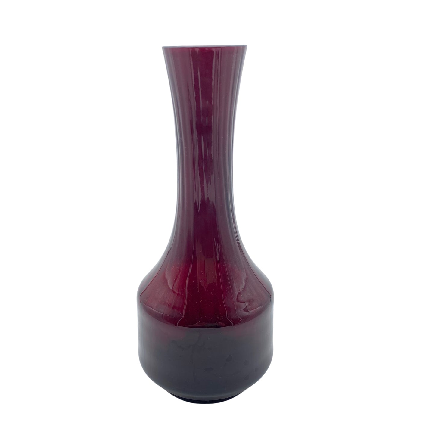 Vase rot Glas 1960er 1970er 25 cm Struktur