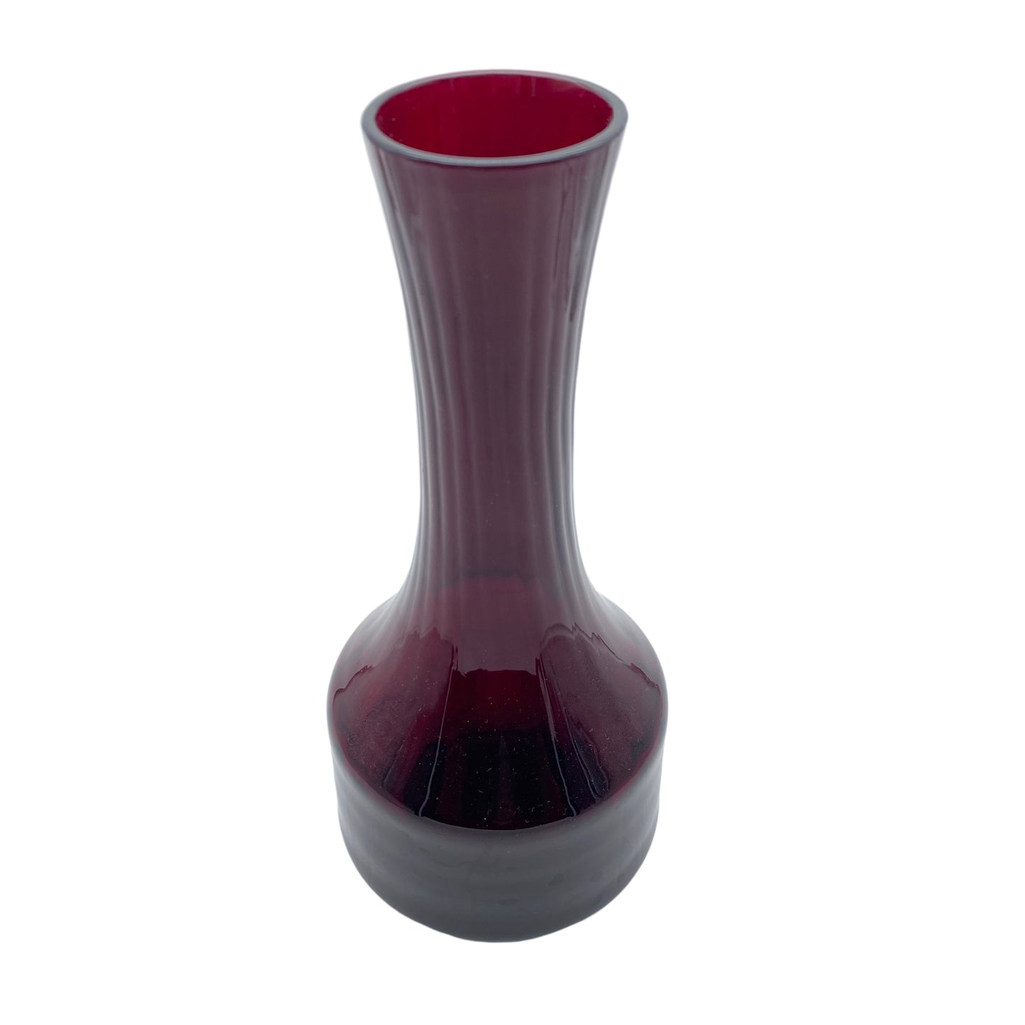Vase rot Glas 1960er 1970er 25 cm Struktur