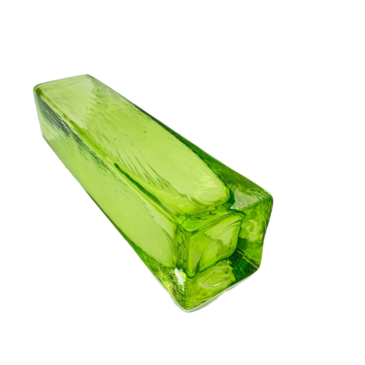 Vase grün eckig 1960er 1970er Glas 20 cm
