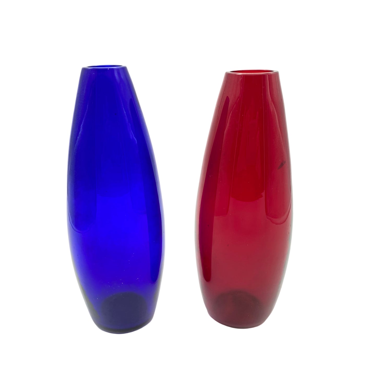 Vasen Set rot blau 20 cm Glas 1960er