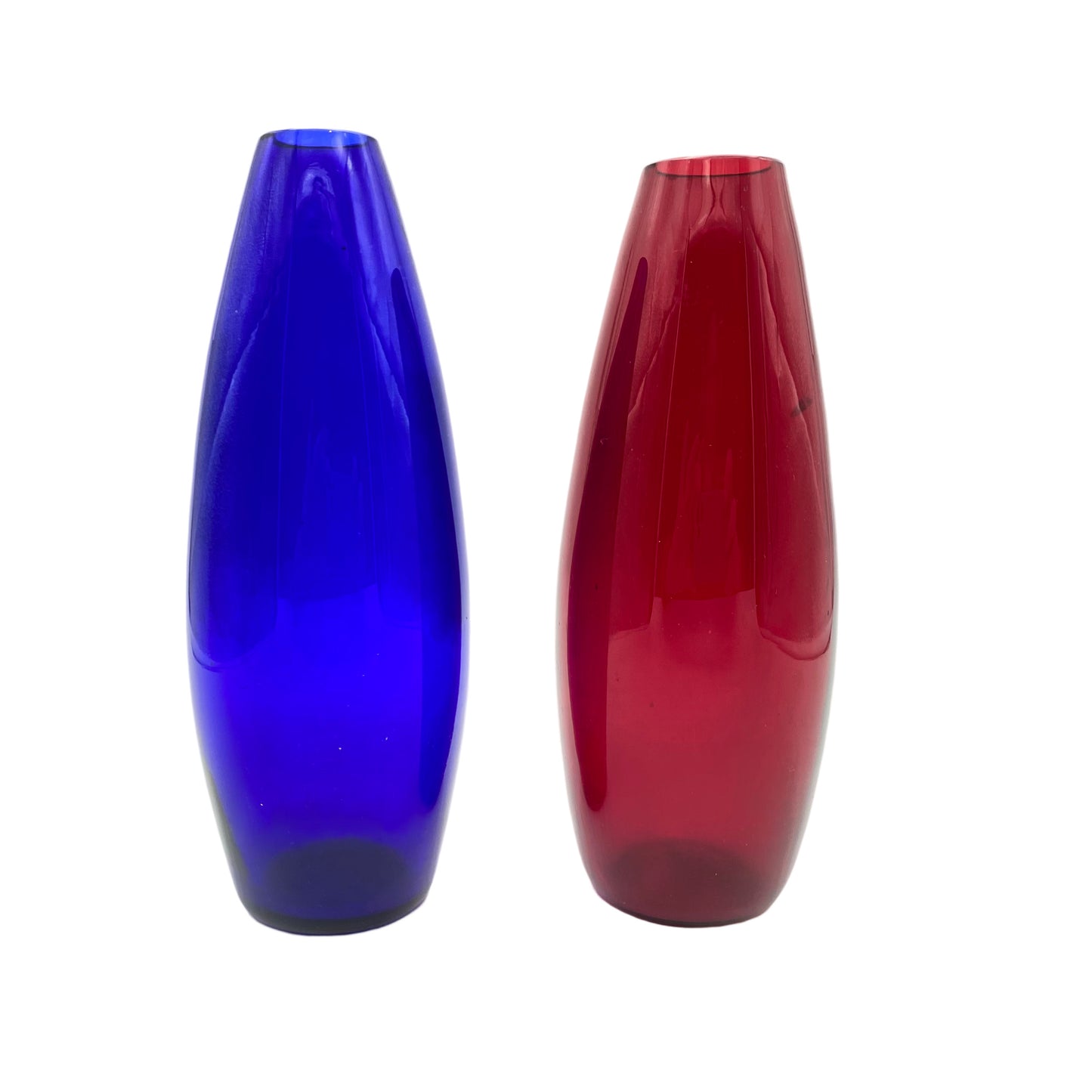 Vasen Set rot blau 20 cm Glas 1960er